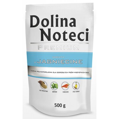 Karma dla psa DOLINA NOTECI Premium bogata w jagnięcinę 500 g