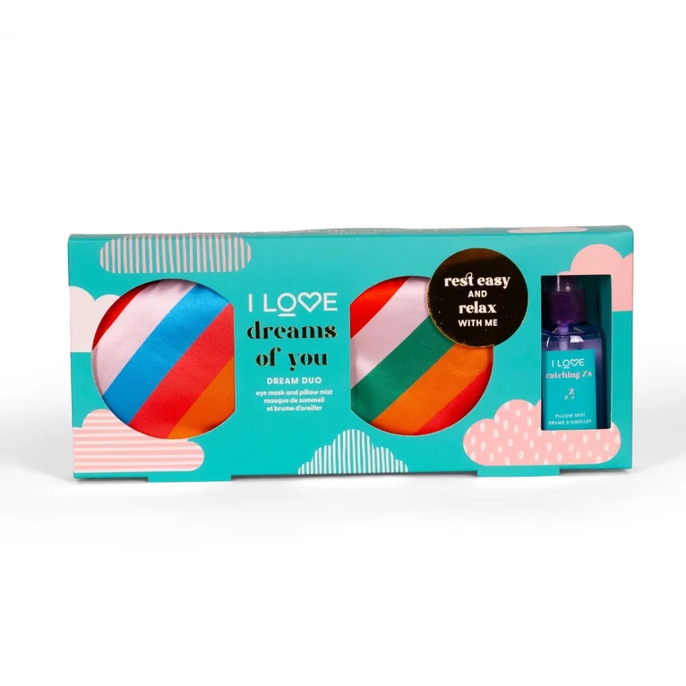 I Love Gift Set zestaw: maska na oczy, 1 szt. + mgiełka zapachowa do wnętrz, 50 ml
