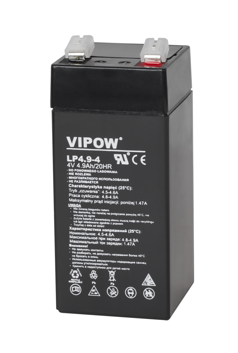 Akumulator żelowy Vipow 4 V / 4,9 Ah