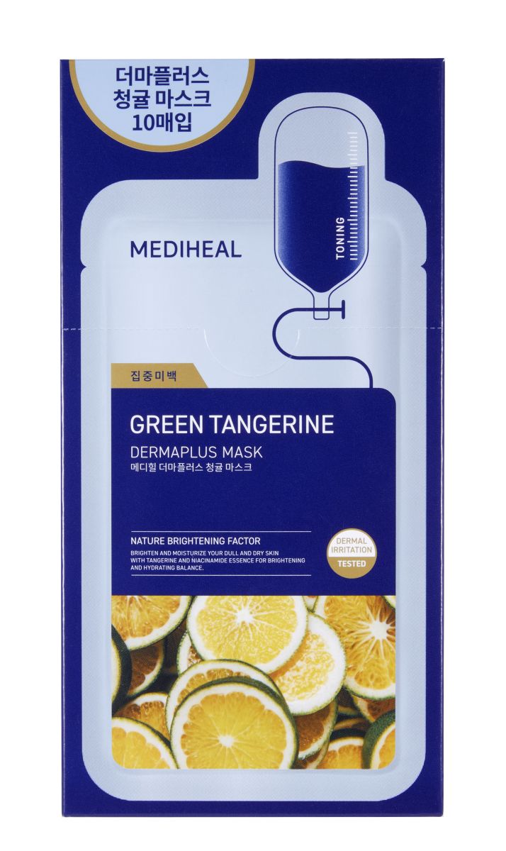 Mediheal Dermaplus Green Tangerine rozświetlająca maska w płachcie do twarzy, 22 ml
