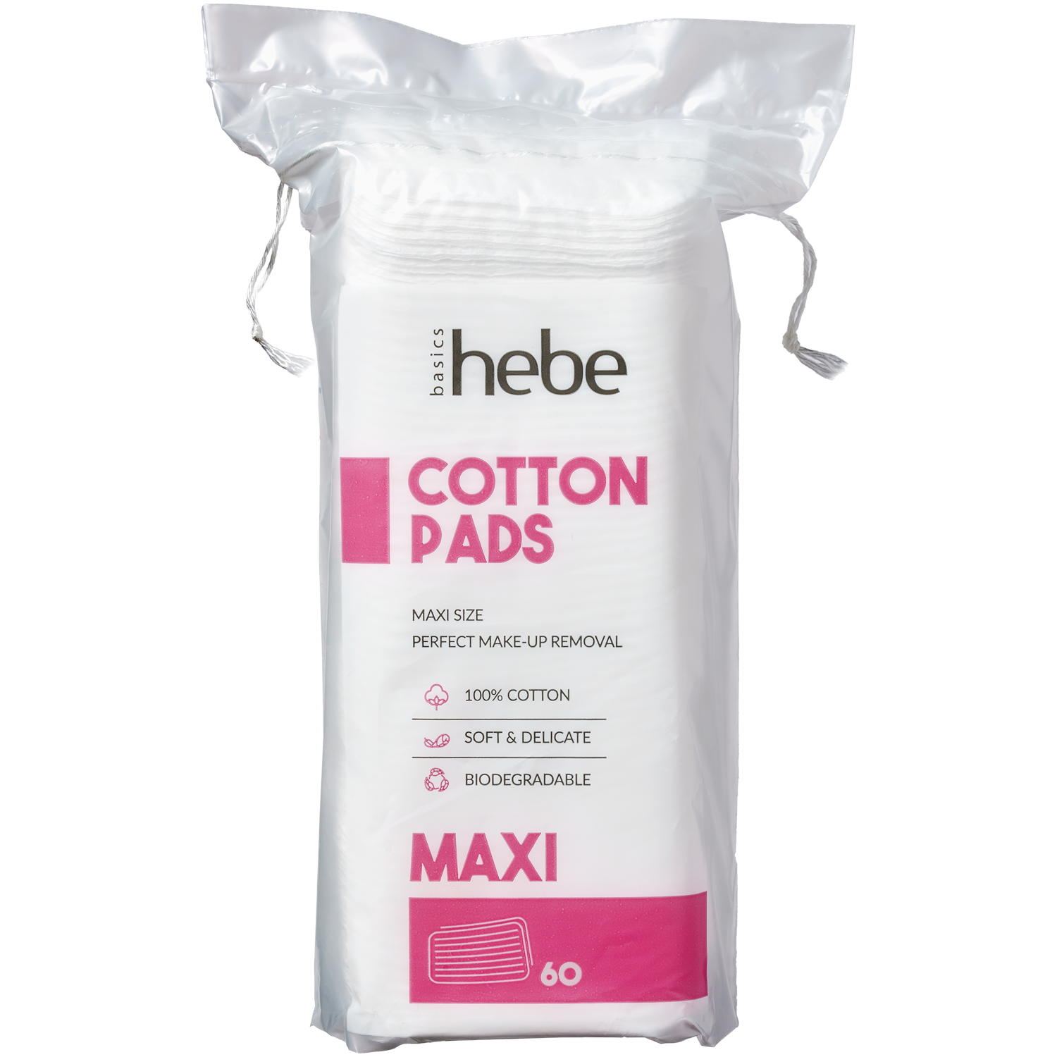 Hebe Basics Cotton Pads płatki kosmetyczne kwadratowe maxi, 60 szt./1 opak.