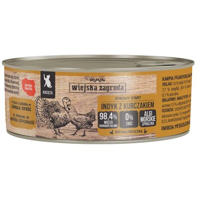 Karma dla kota WIEJSKA ZAGRODA Indyk z kurczakiem 85 g