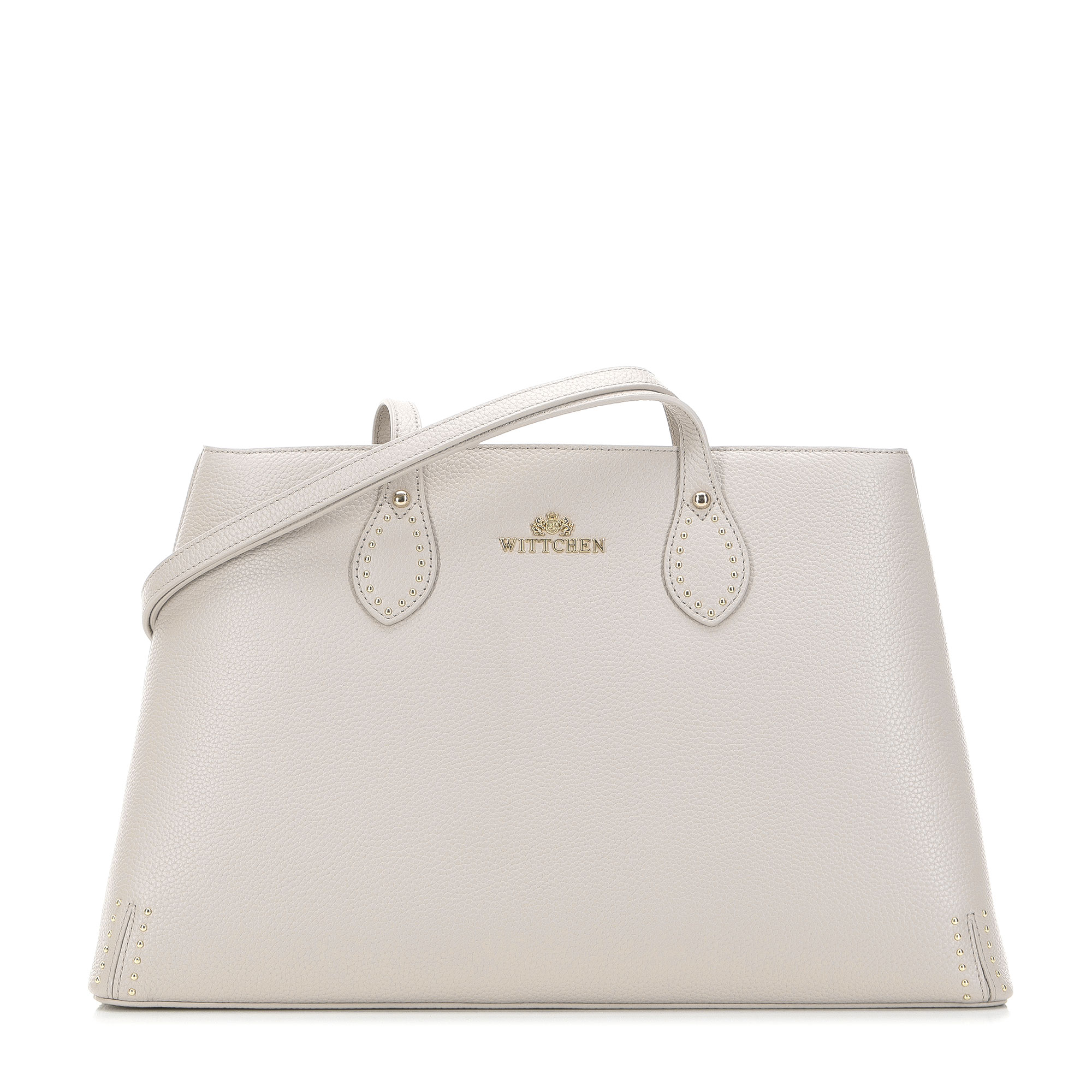 Torebka shopperka skórzana z drobnymi nitami kremowa