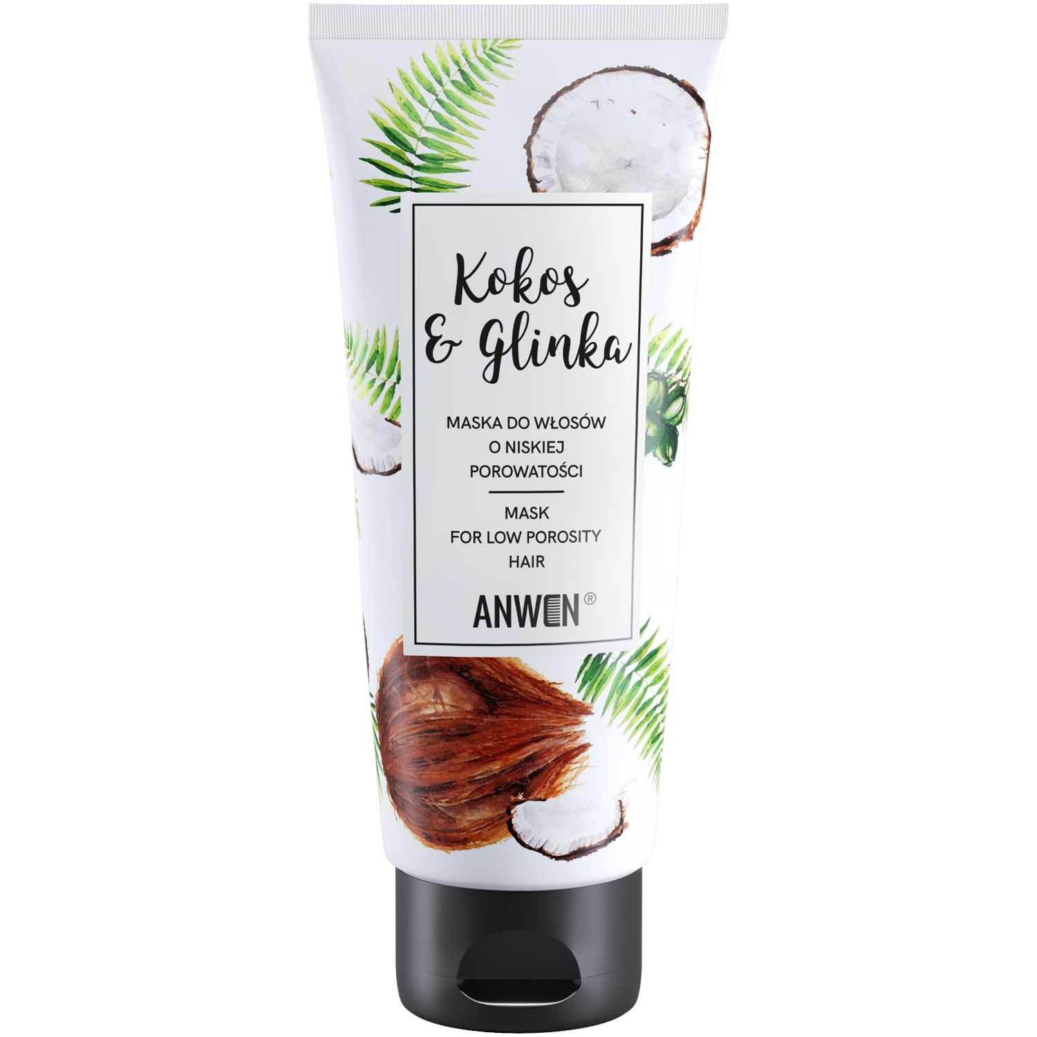 Anwen Kokos&Glinka maska do włosów niskoporowatych, 200 ml