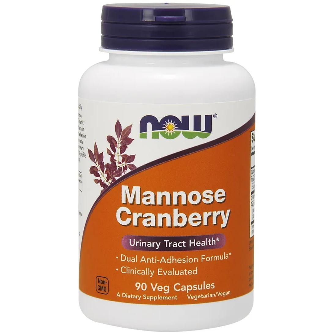 Now Foods Mannoza suplement diety, Mannose Cranberry, 90 kaps./1 opak.