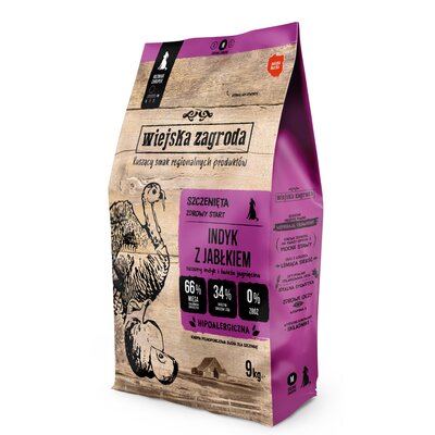 Karma dla psa WIEJSKA ZAGRODA Junior Indyk z jabłkiem M 9 kg