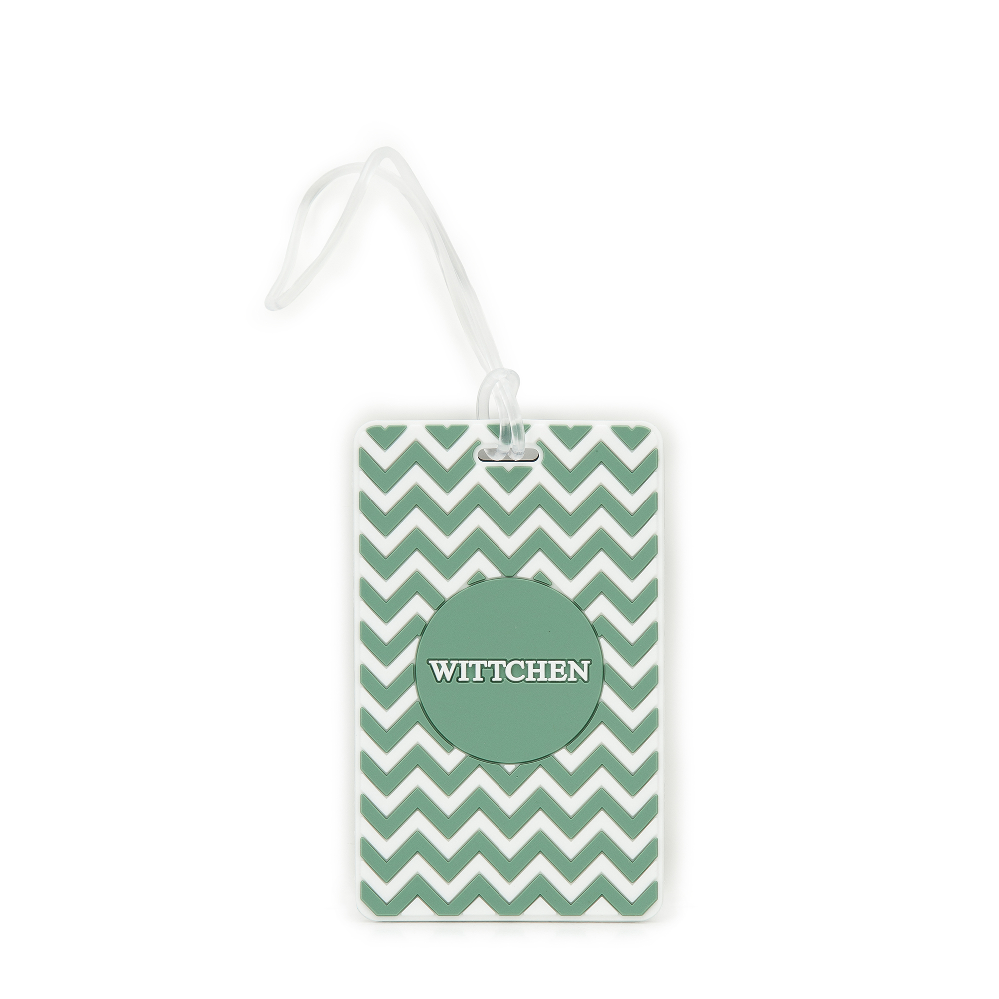 Identyfikator do bagażu w geometryczny wzór zielono-biały