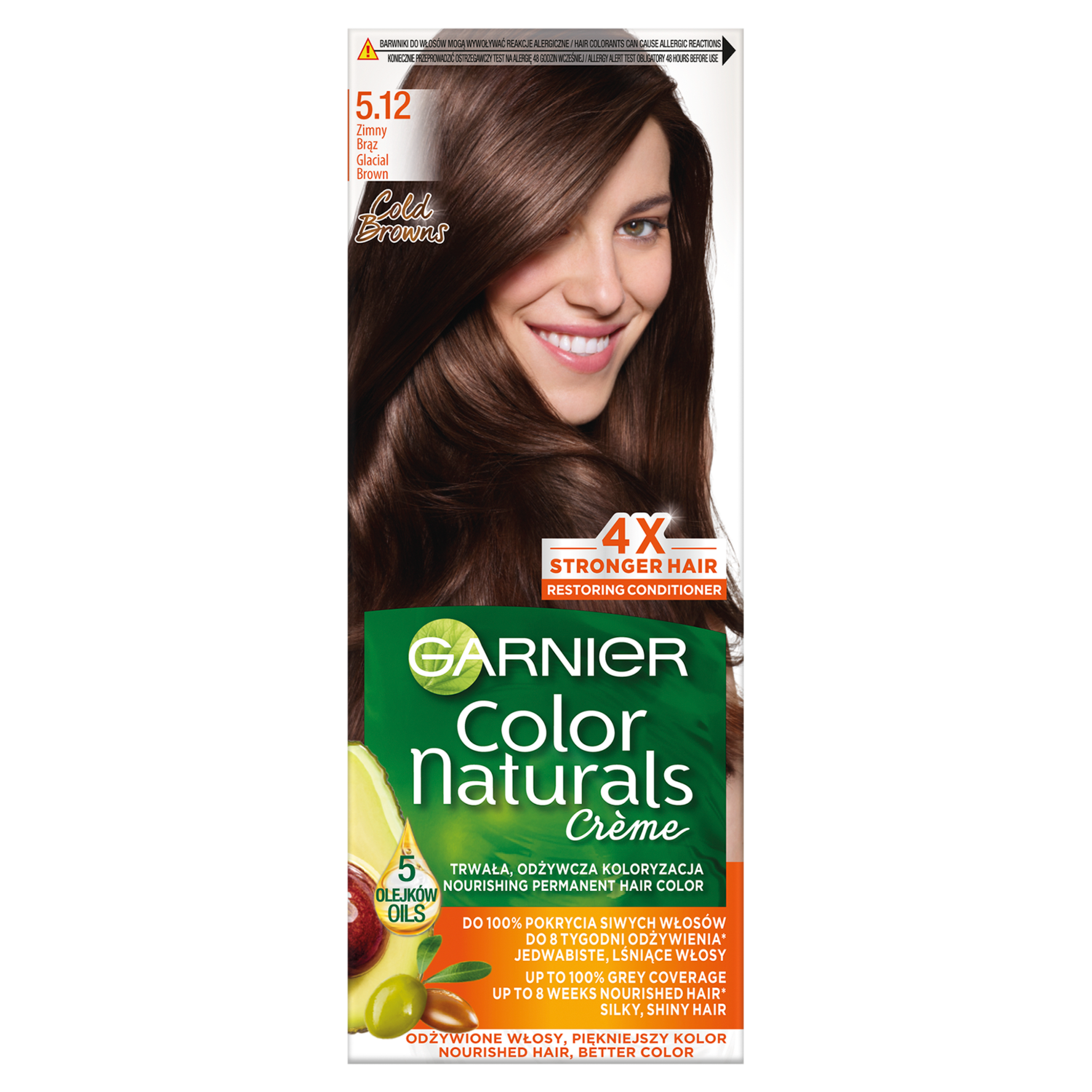 Garnier Color Naturals Créme farba do włosów 5.12 zimny brąz, 1 opak.