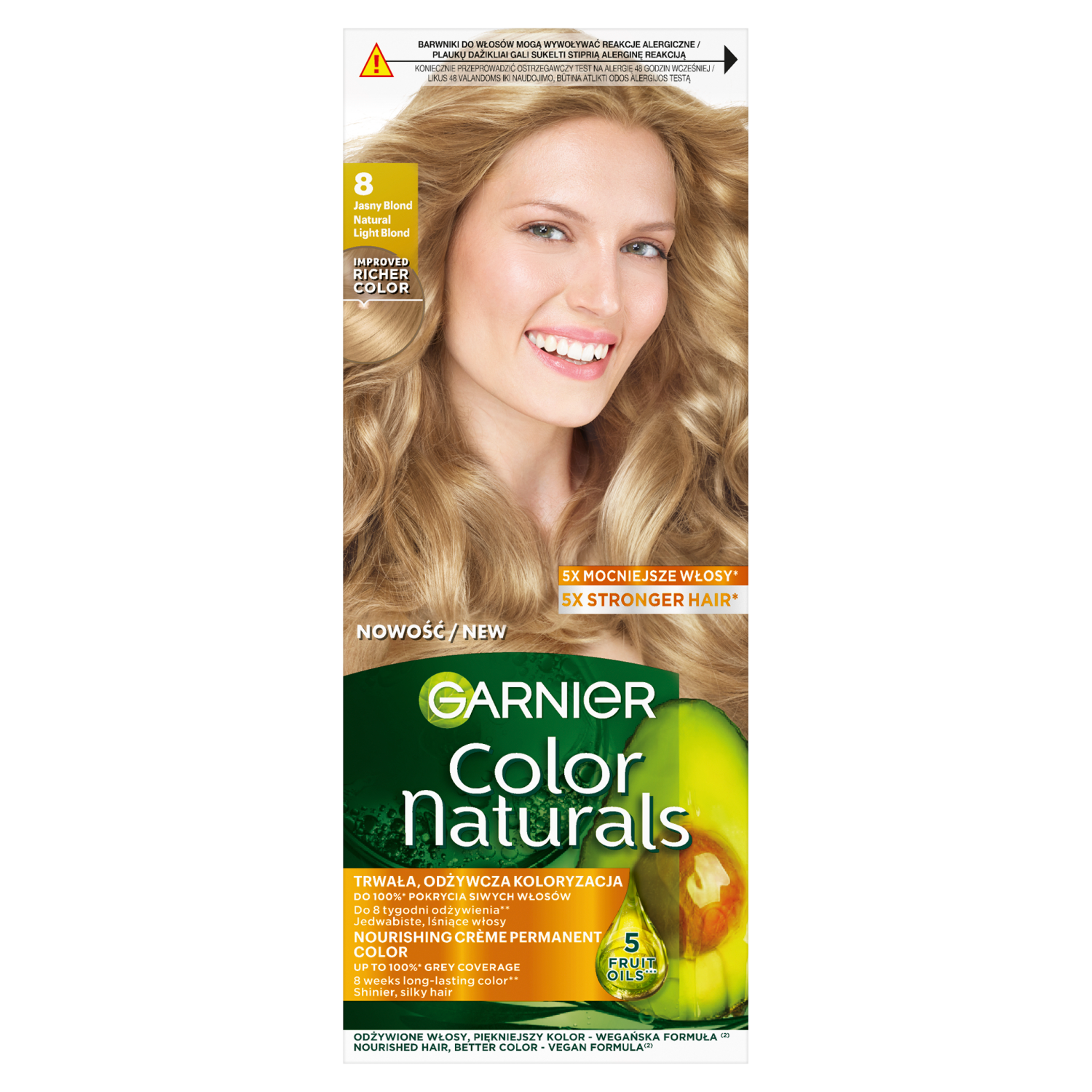 Garnier Color Naturals Créme farba do włosów 8 jasny blond, 1 opak.