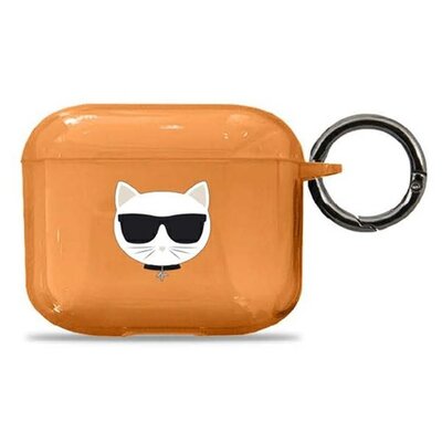 Etui na słuchawki KARL LAGERFELD Choupette Head do Apple AirPods 3 Pomarańczowy