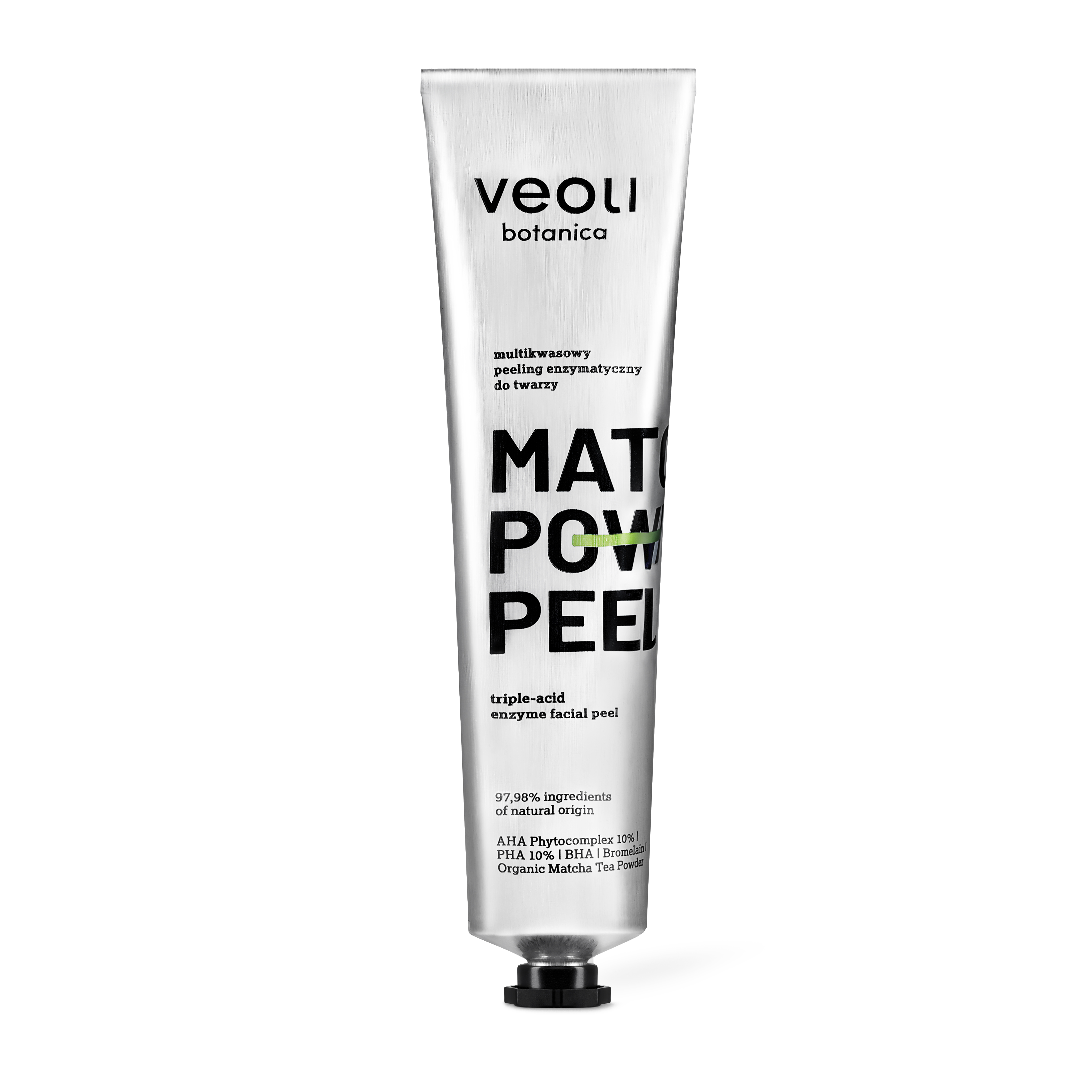 Veoli Botanica Matcha Power Peel multikwasowy peeling enzymatyczny do twarzy, 75 ml