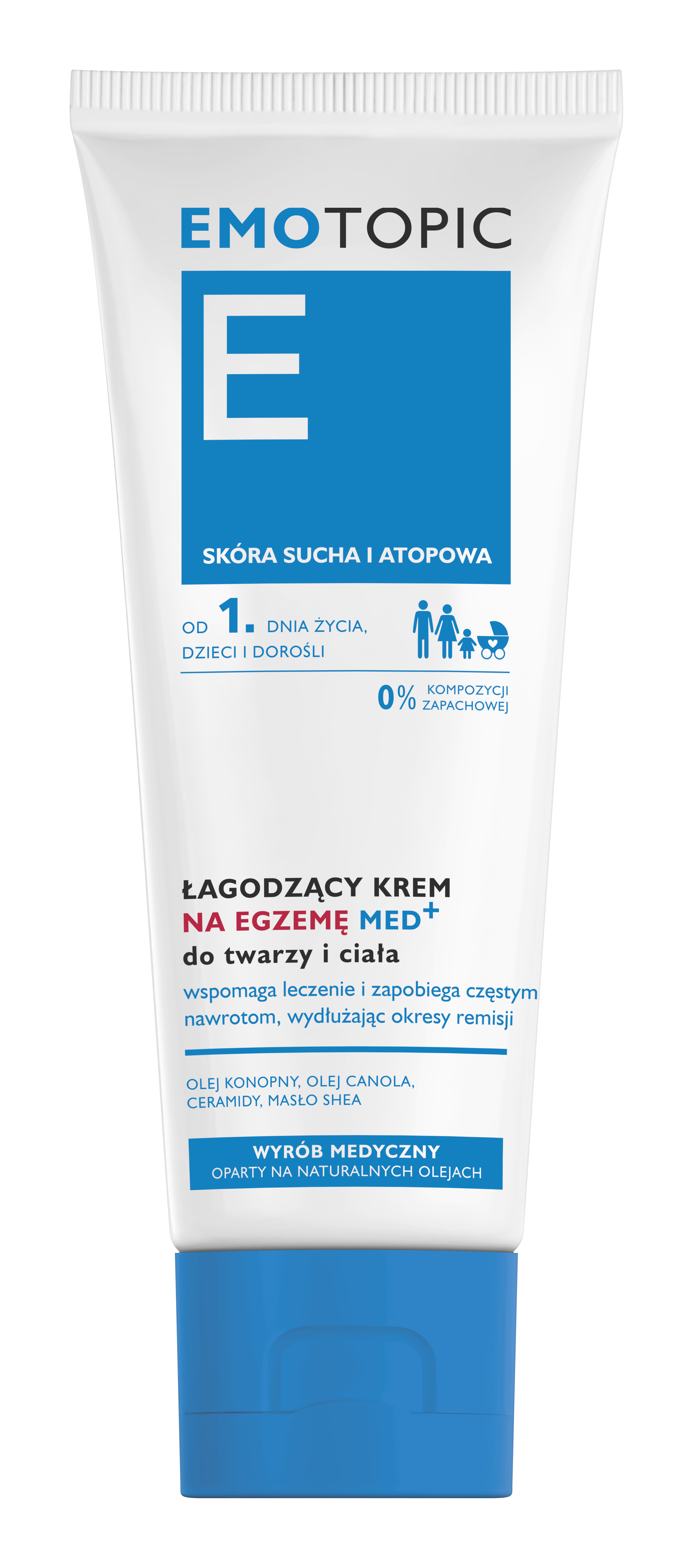 Emotopic Med+ wyrób medyczny: łagodzący krem na egzemę do twarzy i ciała, 75 ml