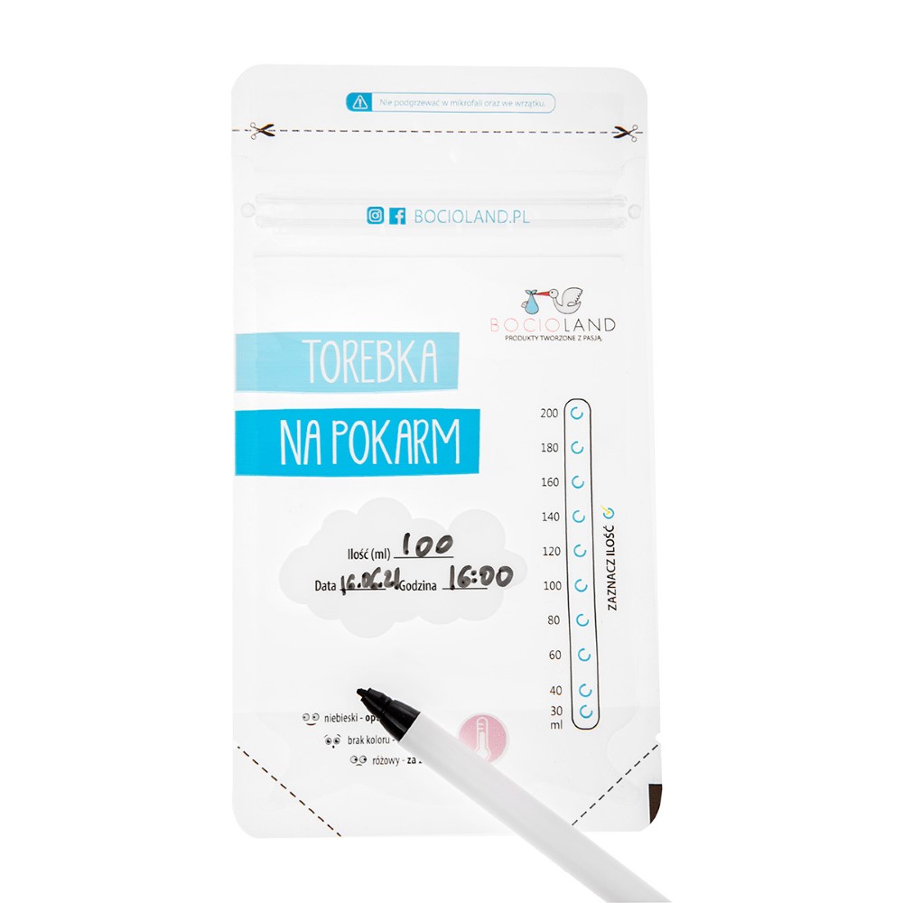 Bocioland woreczki do przechowywania i zamrażania mleka mamy, 30 szt./1 opak.
