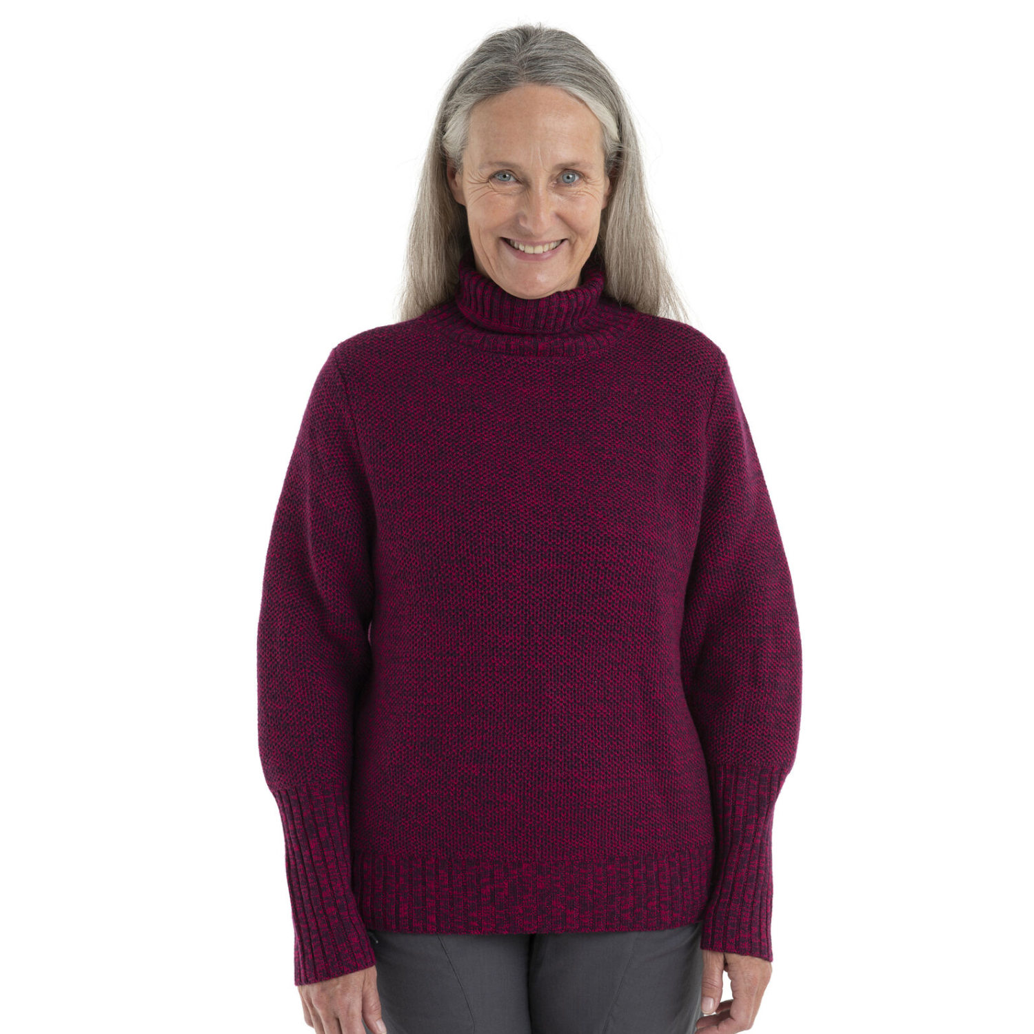 Damski sweter Icebreaker Merino Seevista Funnel Neck Sweter nightshade/electron pink - S