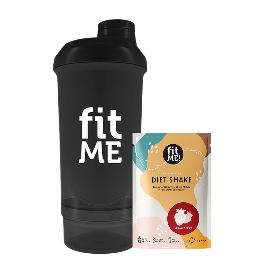 fitME zestaw: saszetka odchudzającego koktajlu truskawkowego, 25 g + shaker, 1 szt.