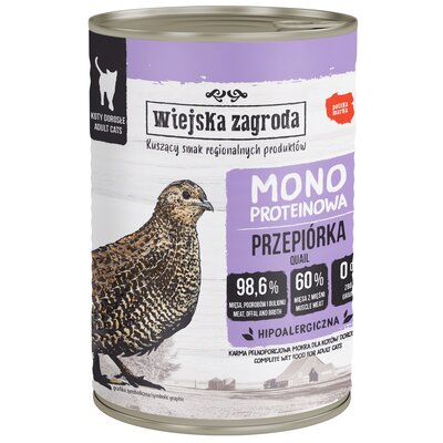 Karma dla kota WIEJSKA ZAGRODA Mono Przepiórka 400 g
