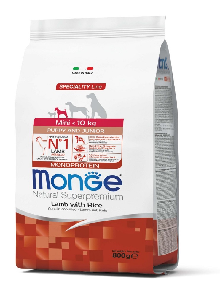 MONGE Mini Puppy Jagnięcina z ryżem i ziemniakami 800 g