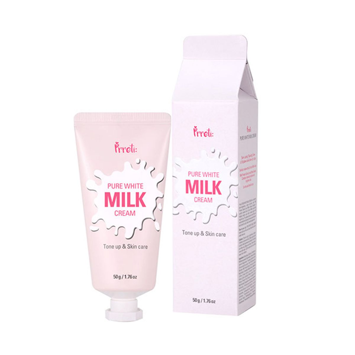 Prreti Pure White Milk rozjaśniający krem do twarzy z proteinami mleka na dzień, 50 g