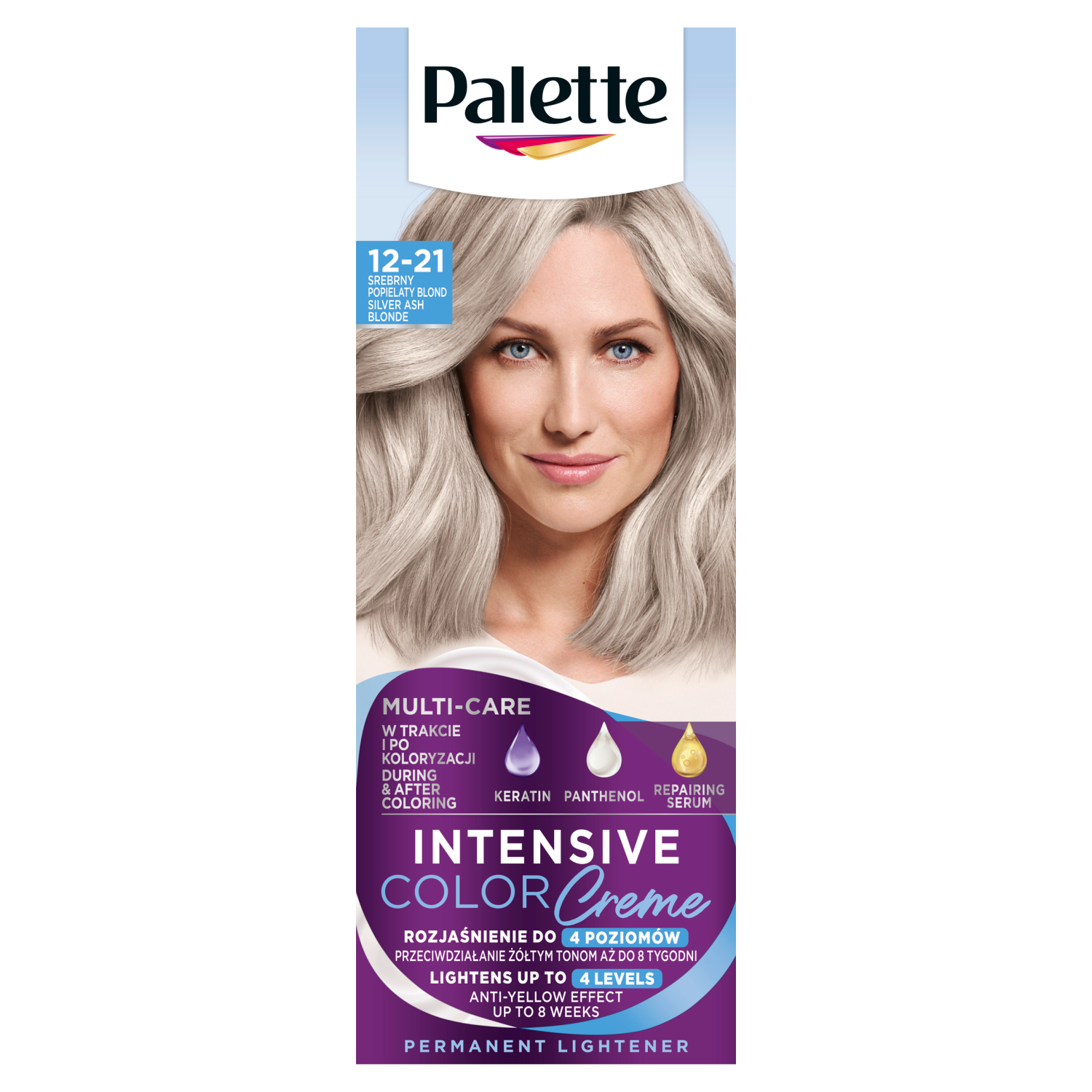 Palette Intensive Color Creme farba do włosów w kremie rozjaśniacz 12-21 srebrny popielaty blond, 1 opak.