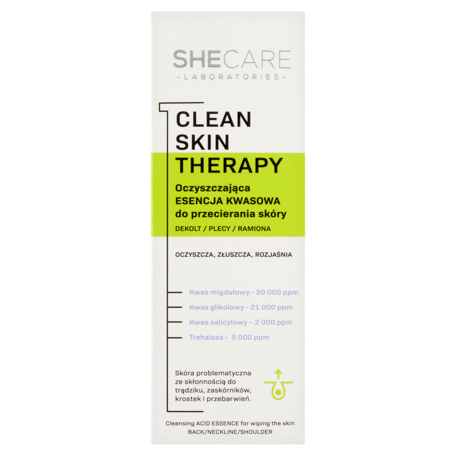 SheCare Clean Skin Therapy oczyszczająca esencja kwasowa do przecierania skóry, 150 ml