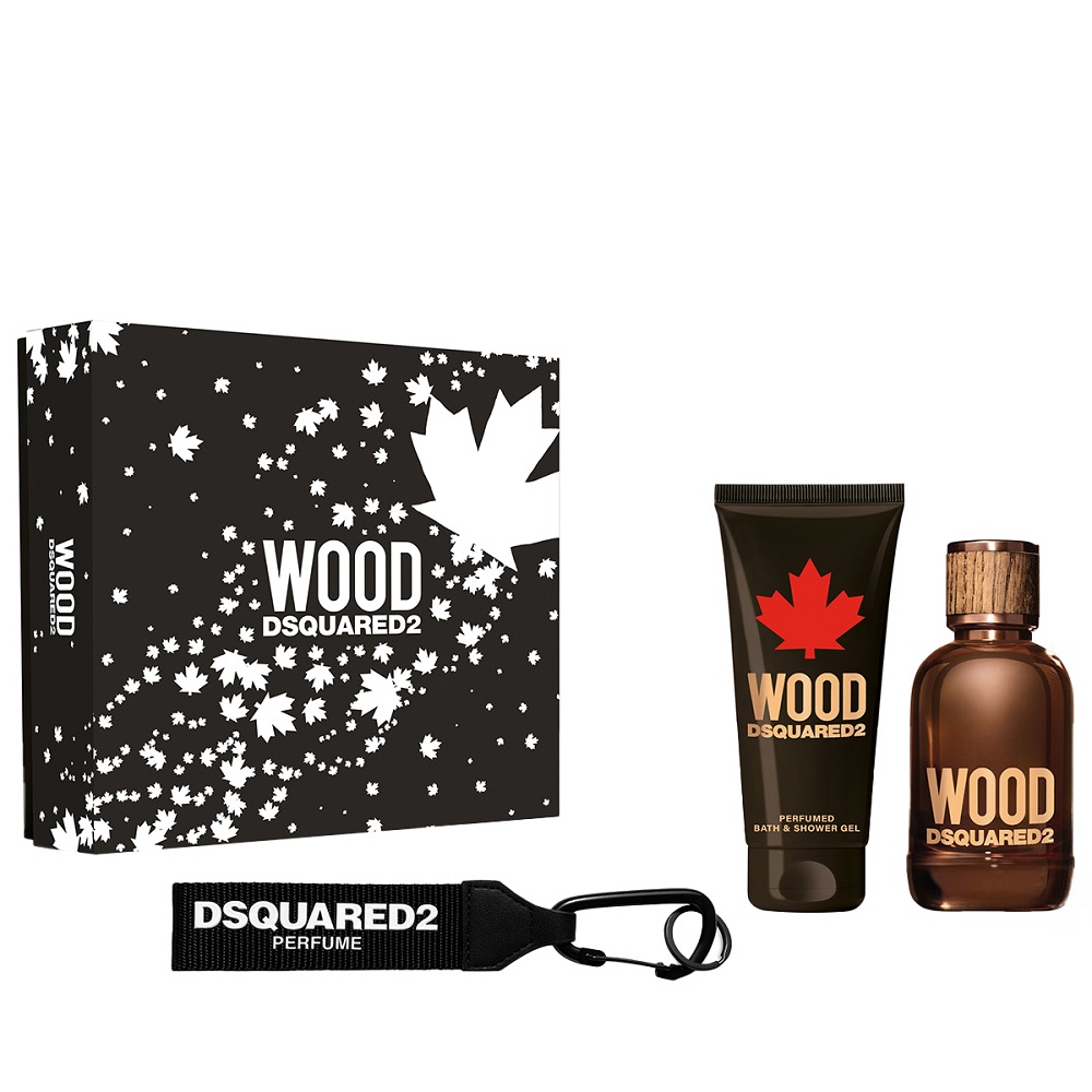 Dsquared2 Wood Pour Homme zestaw męski: woda toaletowa, 100 ml + żel pod prysznic, 100 ml + breloczek, 1 szt.