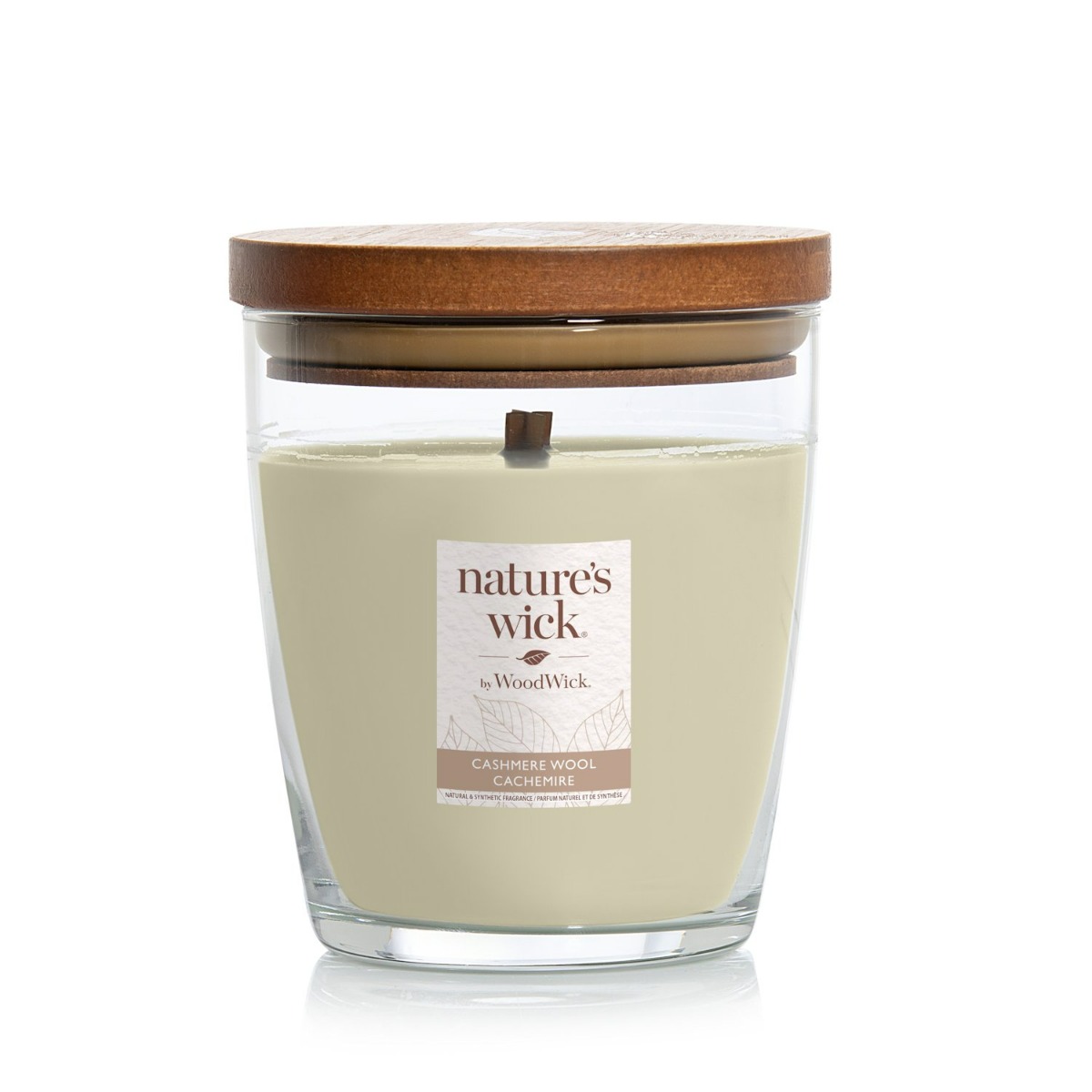 WoodWick Nature's Wick Cashmere Wool Świeca zapachowa kaszmir i bursztyn, 1 szt.