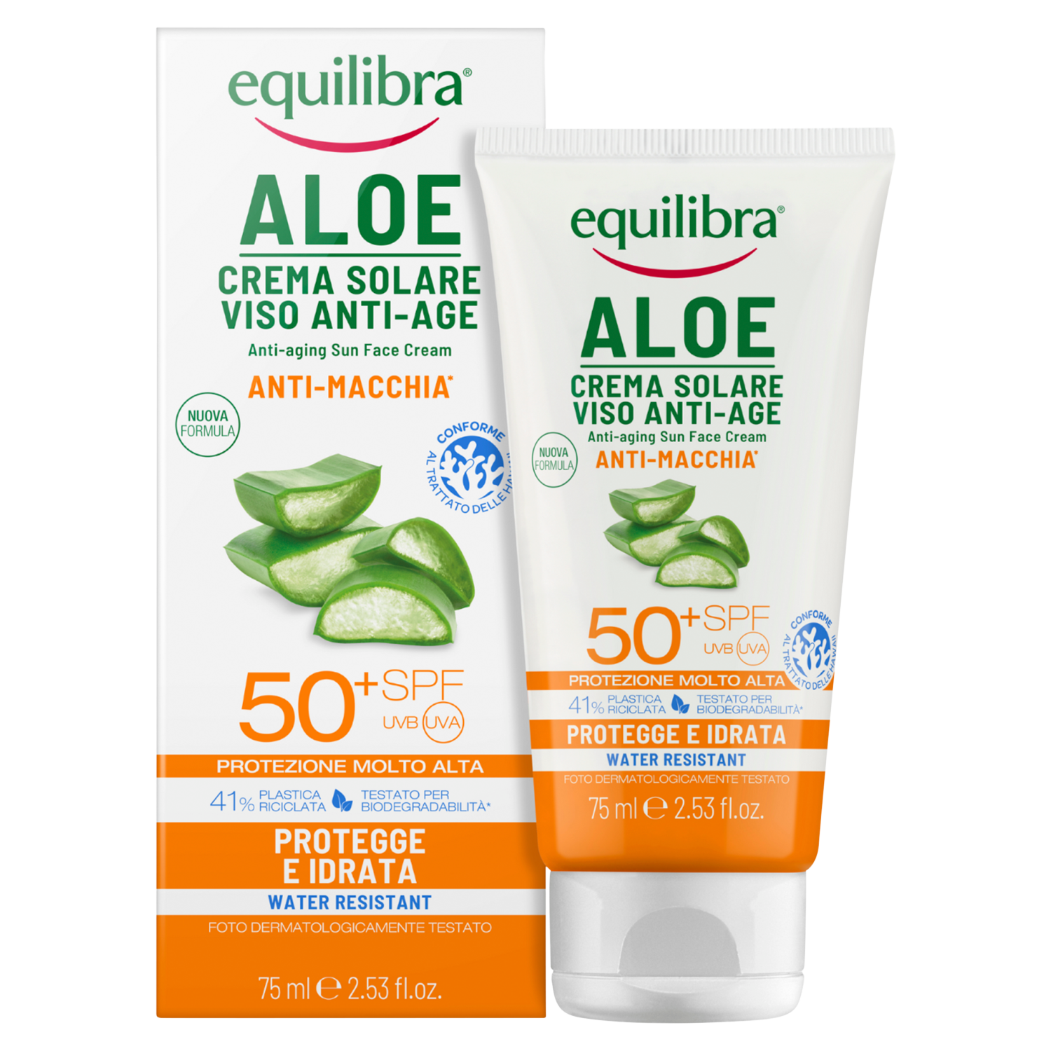 Equilibra Aloe Equilibra Aloe krem przeciwzmarszczkowy do twarzy UVA UVB SPF50+, 75 ml