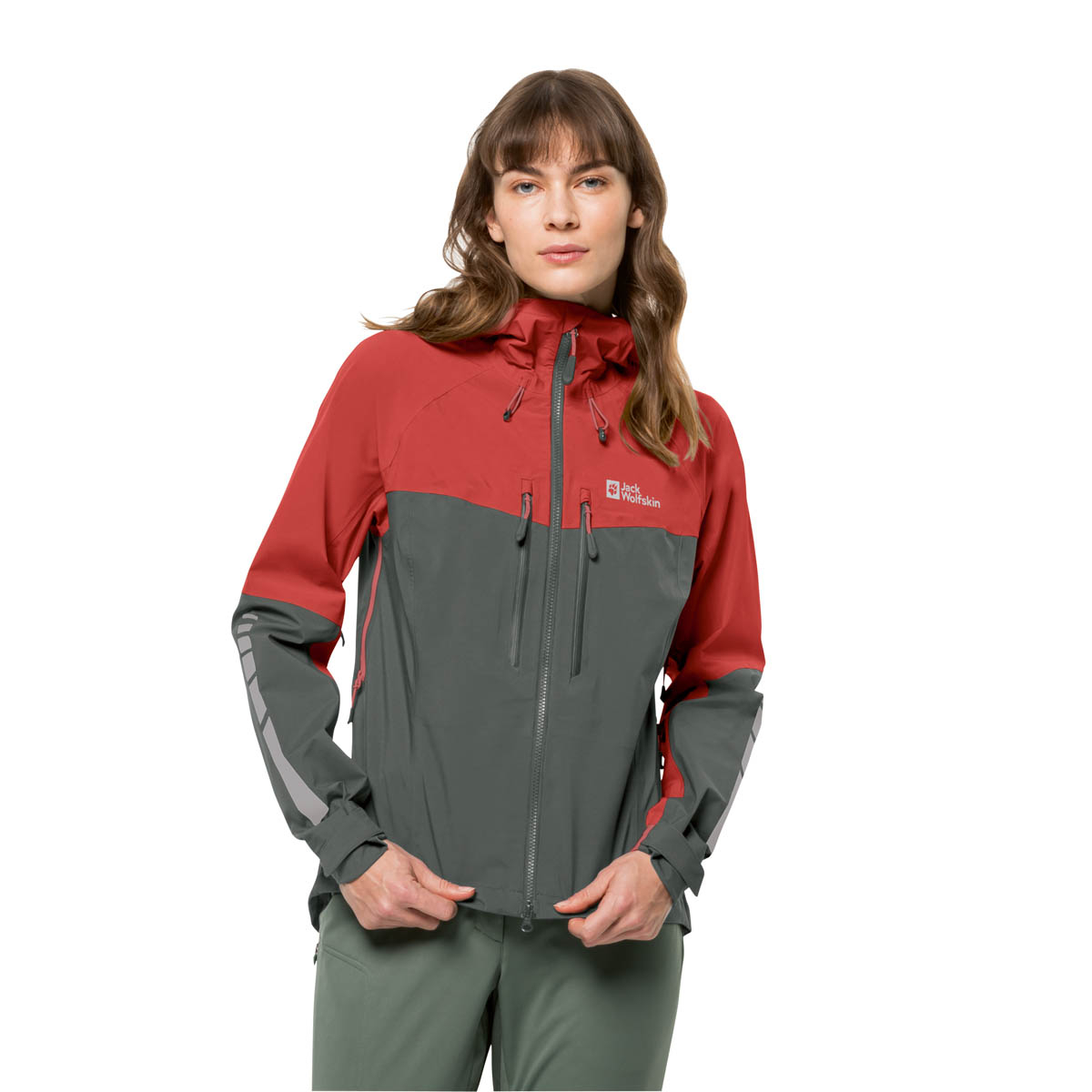 Damska kurta rowerowa Jack Wolfskin MOROBBIA 3L JKT W slate green - L