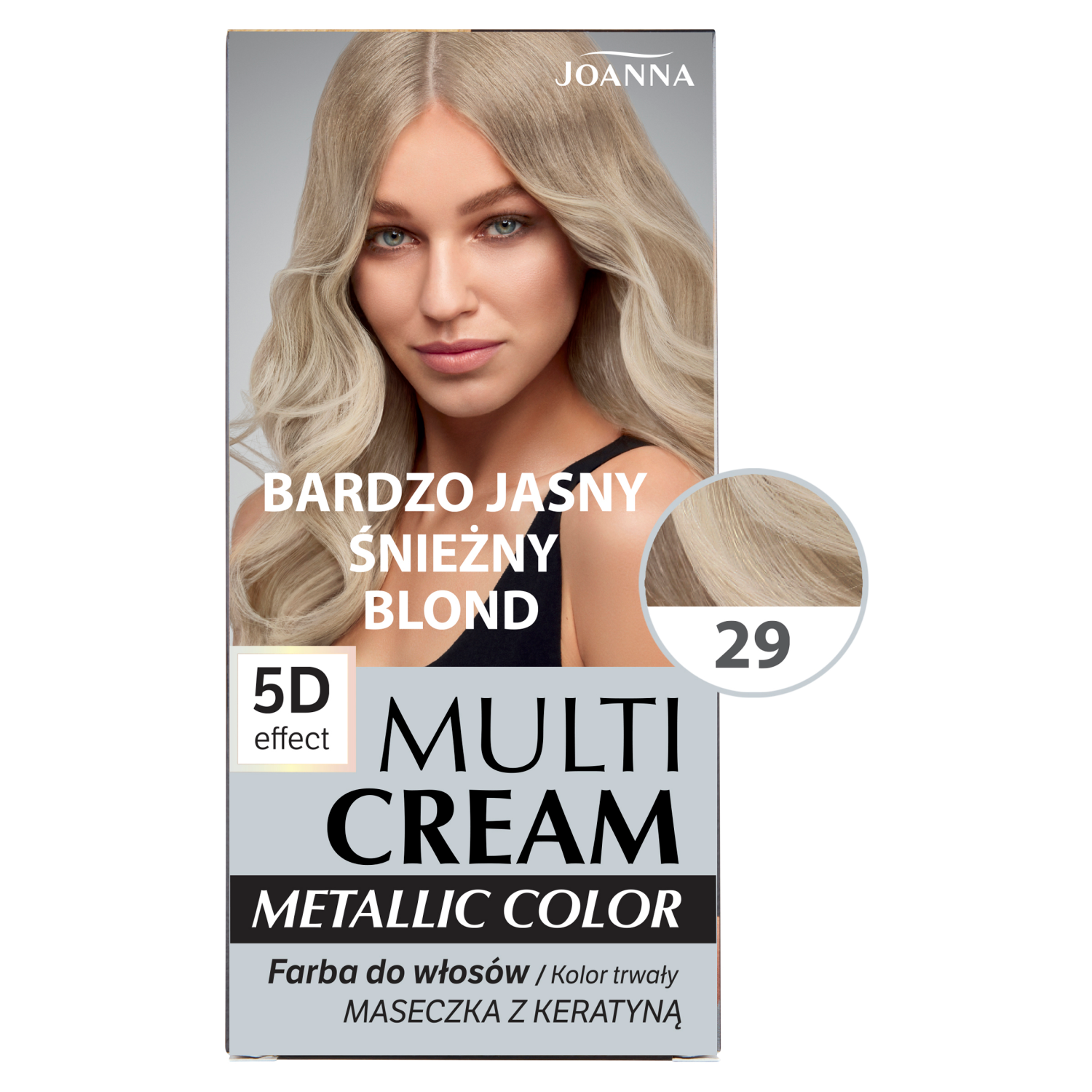 Joanna Multi Cream Metallic Color farba do włosów 29 bardzo jasny śnieżny blond, 1 opak.
