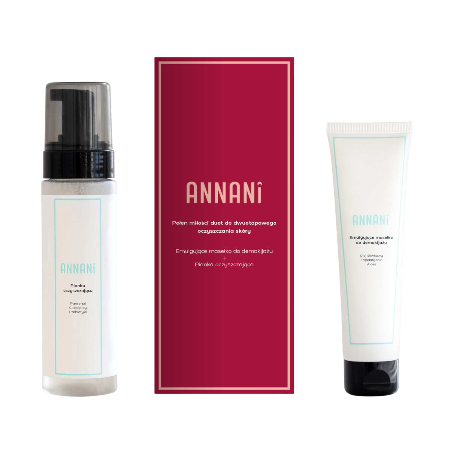 Annani zestaw: emulgujące masełko do demakijażu, 100 ml + pianka oczyszczająca, 200 ml