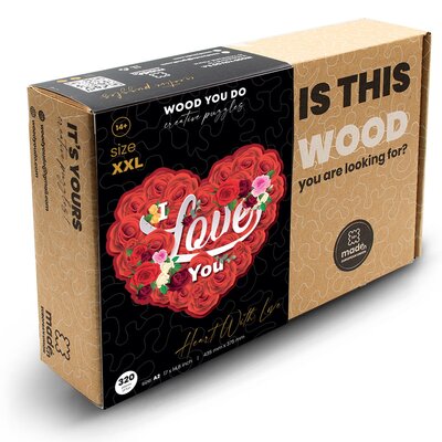 Puzzle WOOD YOU DO Serce z miłością (320 elementów)