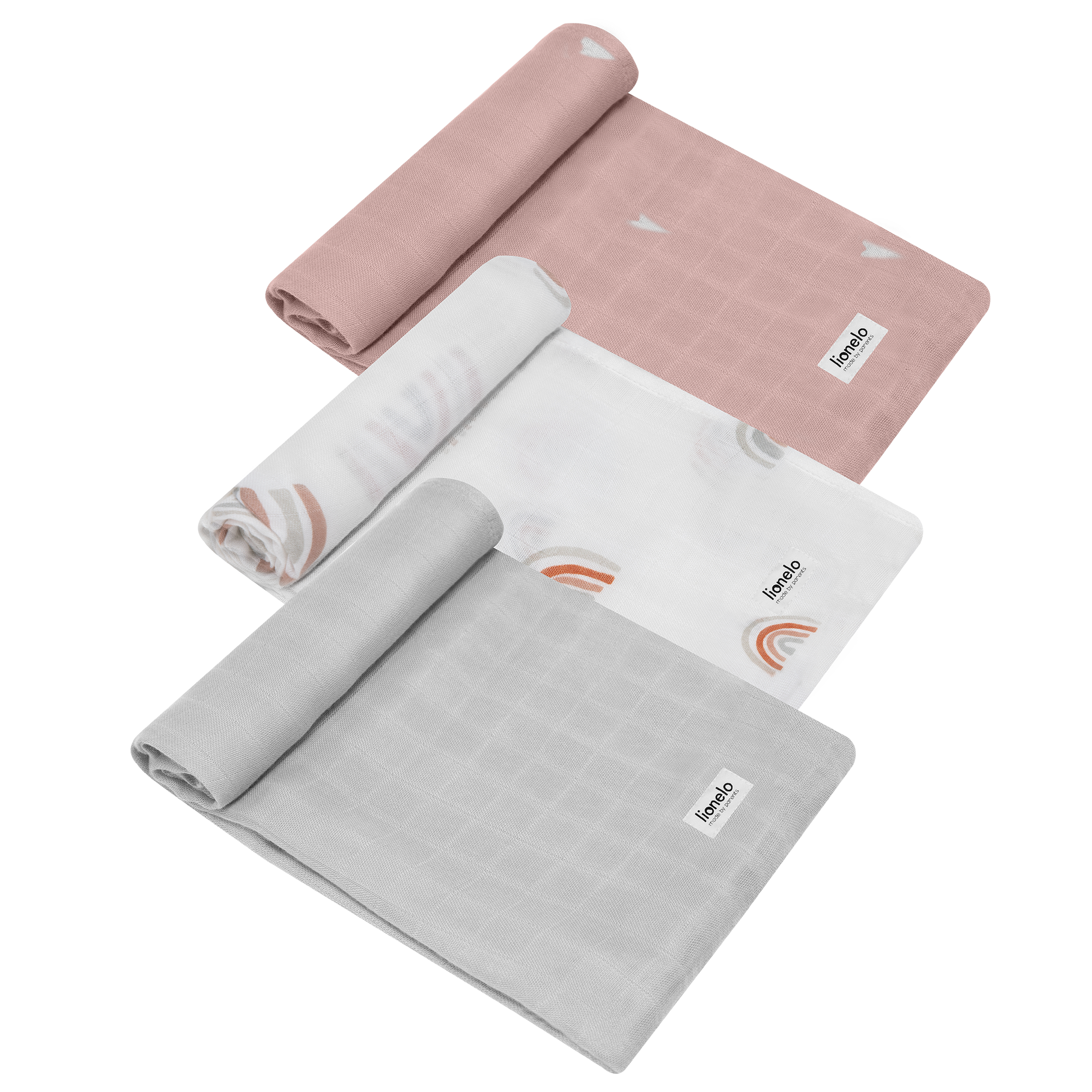 Lionelo Bamboo Set Rainbow zestaw pieluszek bambusowych 70x70 Rainbow, 3 szt./1 opak.