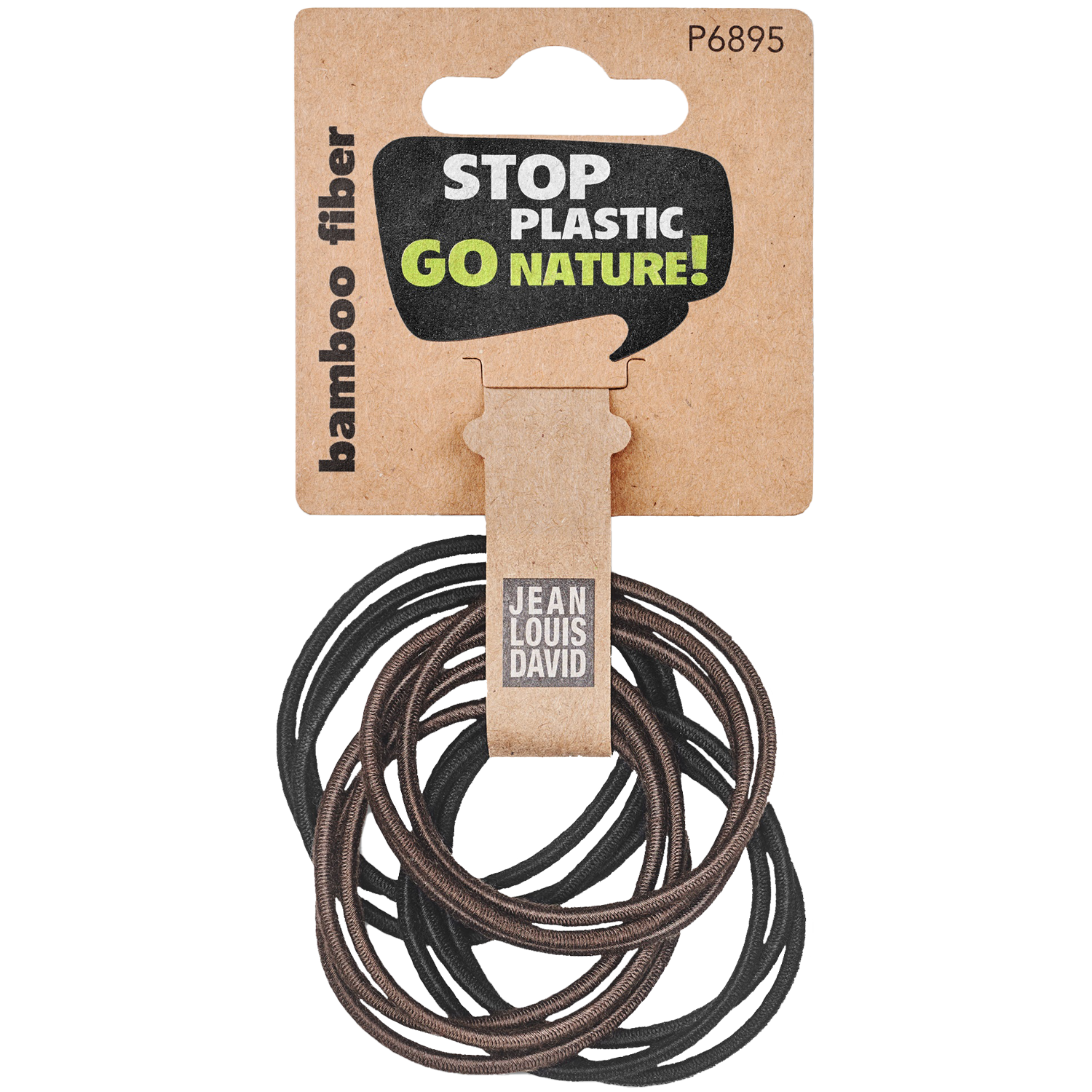 Jean Louis David Stop Plastic Go Nature bambusowe gumki do włosów czarno-brązowe, 12 szt./1 opak.