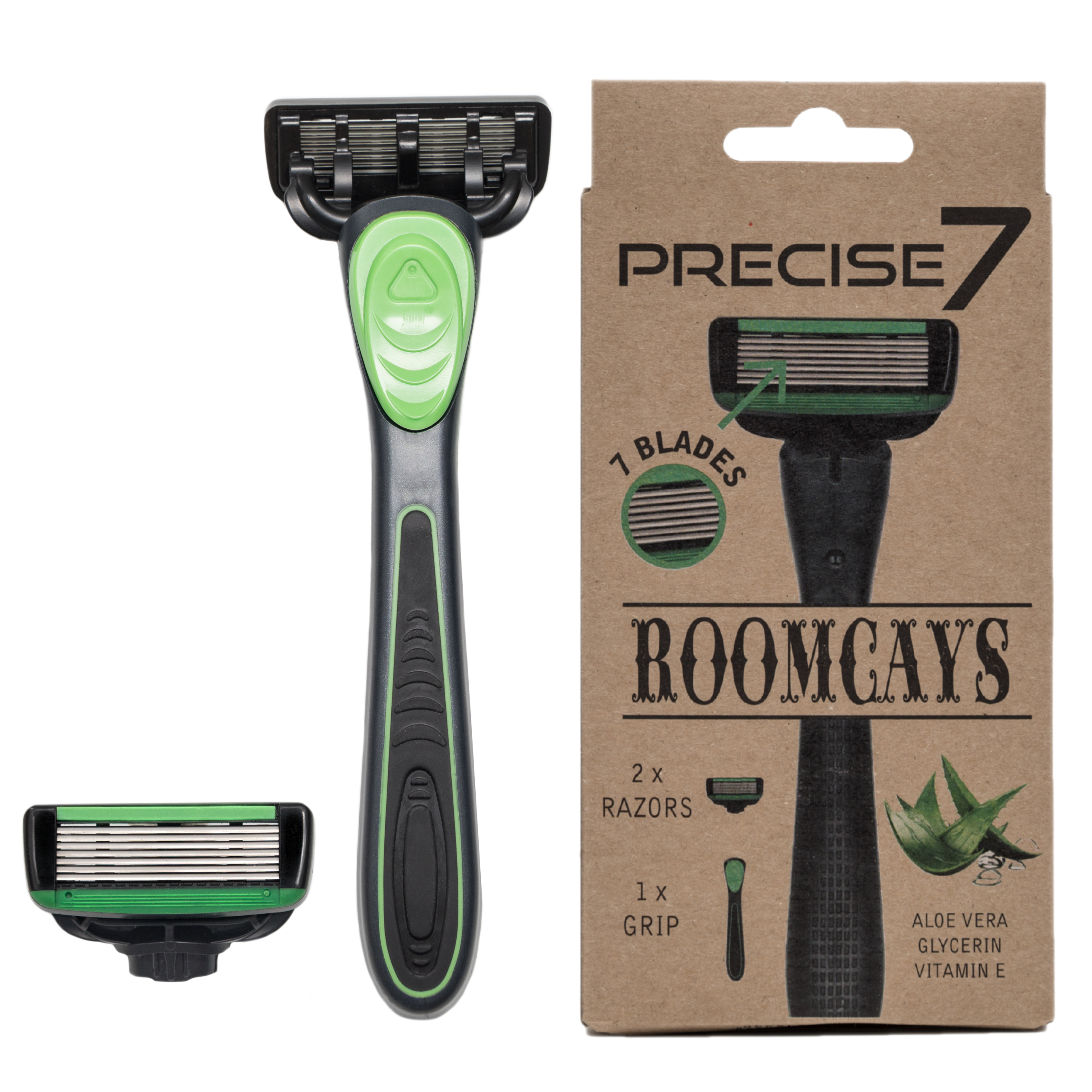 Roomcays PRECISE7 zestaw: maszynka do golenia z 7 ostrzami, 1 szt. + wymienne wkłady, 2 szt.