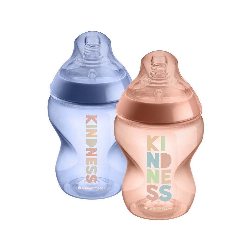 Tommee Tippee Closer To Nature butelka do karmienia ze smoczkiem silikonowym 3m+ Kindness poj. 340 ml, 2 szt.