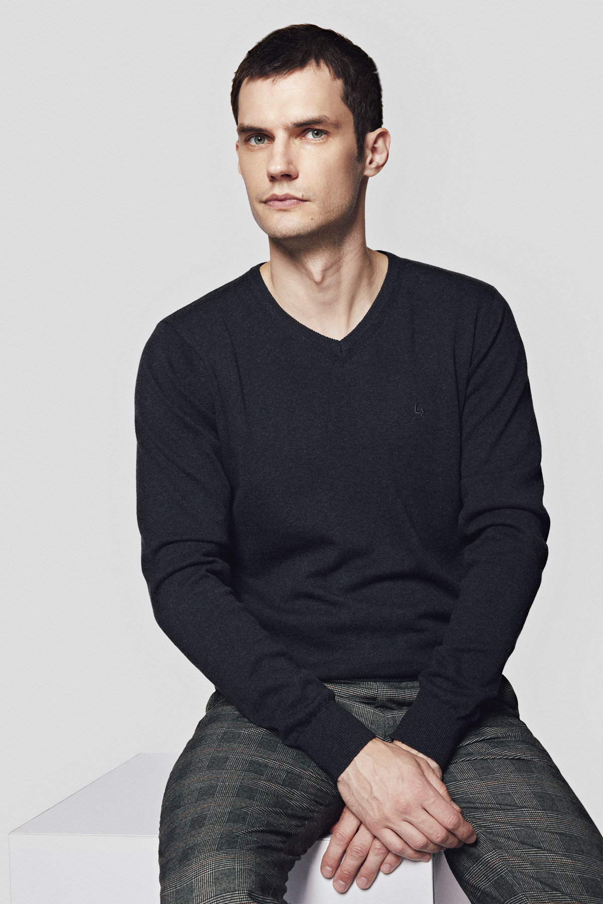 Lancerto Sweter Ciemnoszary z Bawełną w Serek Anthony