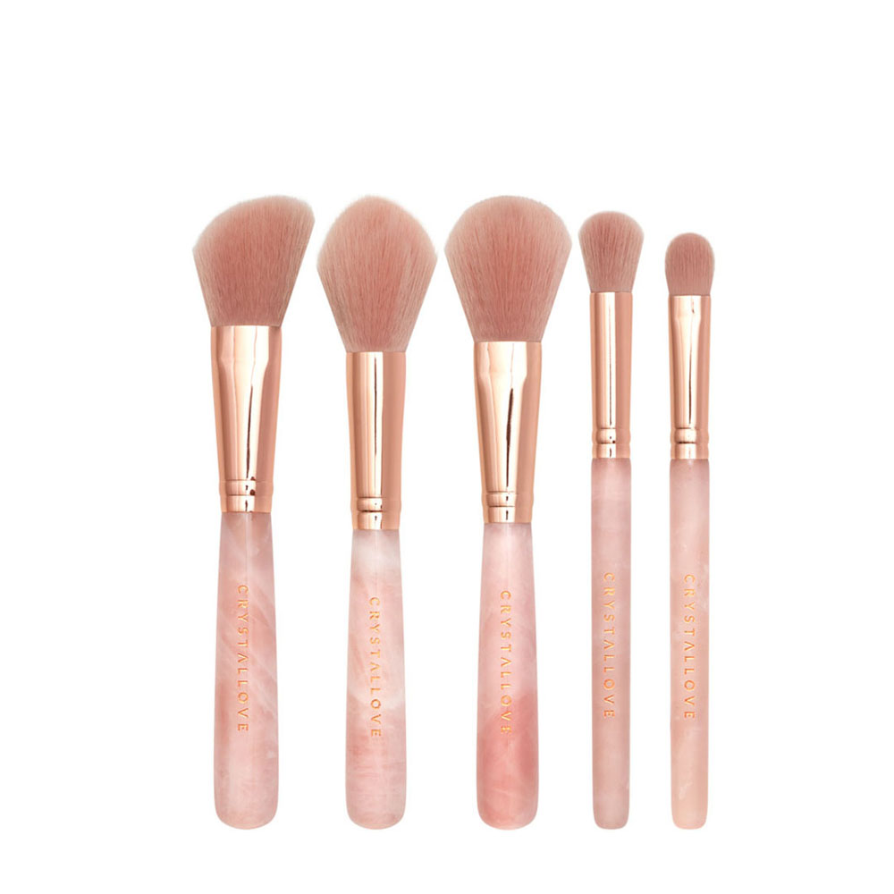 Crystallove Beauty Collection zestaw pędzli do makijażu z kwarcu różowego, 1 szt.