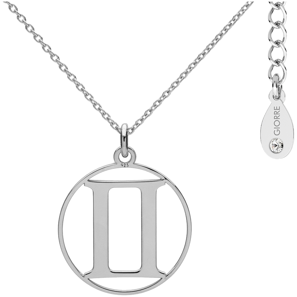 Giorre Znak Zodiaku Bliźnięta naszyjnik rodowany, 1 szt.