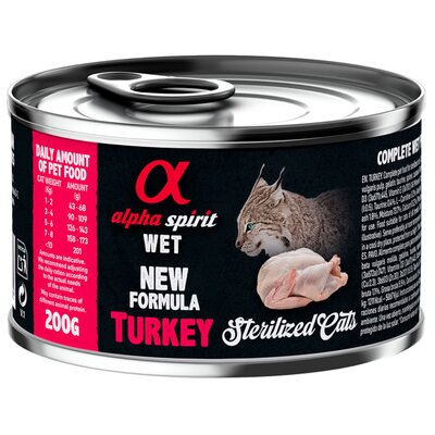 Karma dla kota ALPHA SPIRIT Sterilised Cats Turkey 200 g