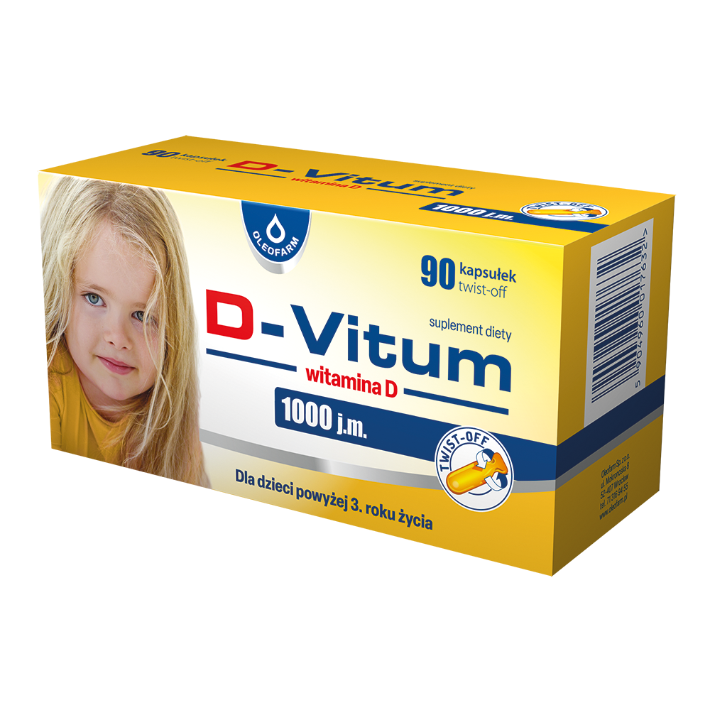 D-Vitum dla dzieci suplement diety witamina D 1000 j.m. w formie twist off, 90 kaps./1 opak.