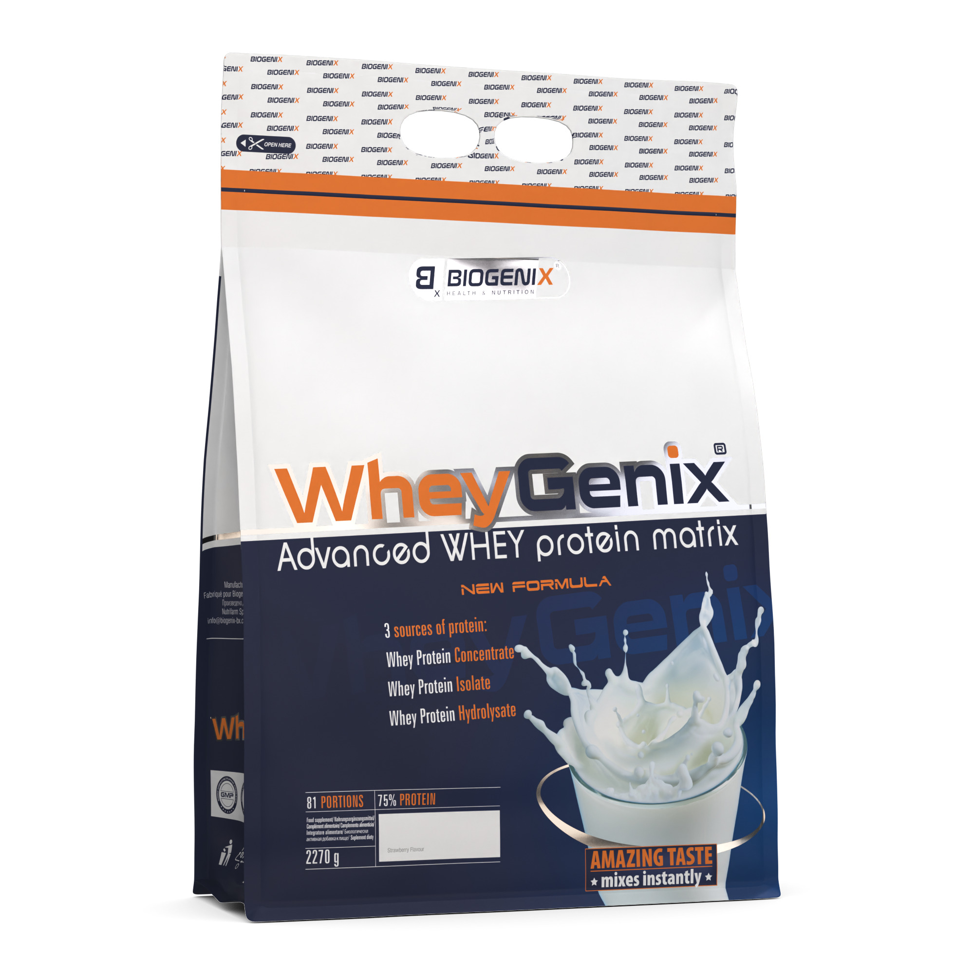 Biogenix Whey Genix II odżywka białkowa w proszku o smaku truskawkowym, 2270 g