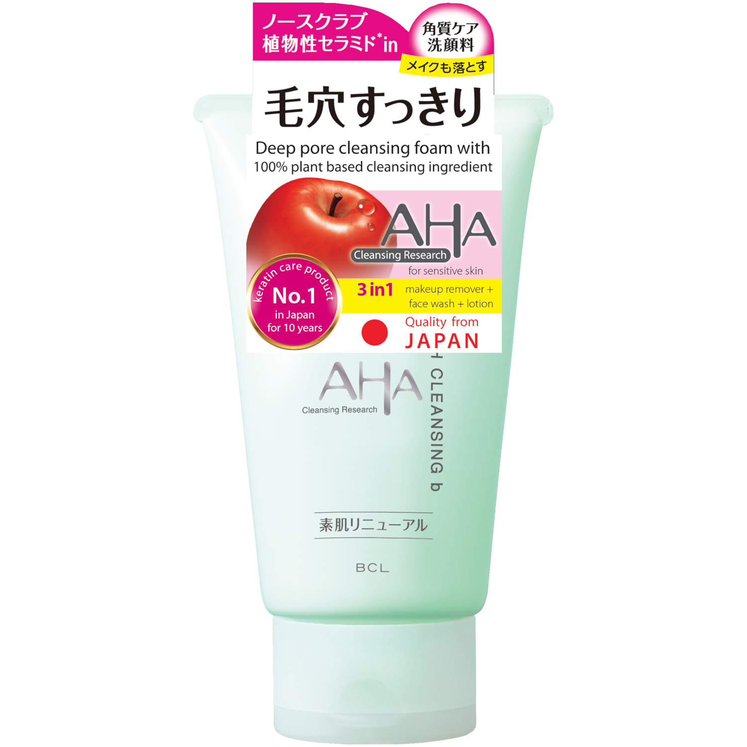 BCL AHA delikatna pianka do mycia twarzy, 120 g