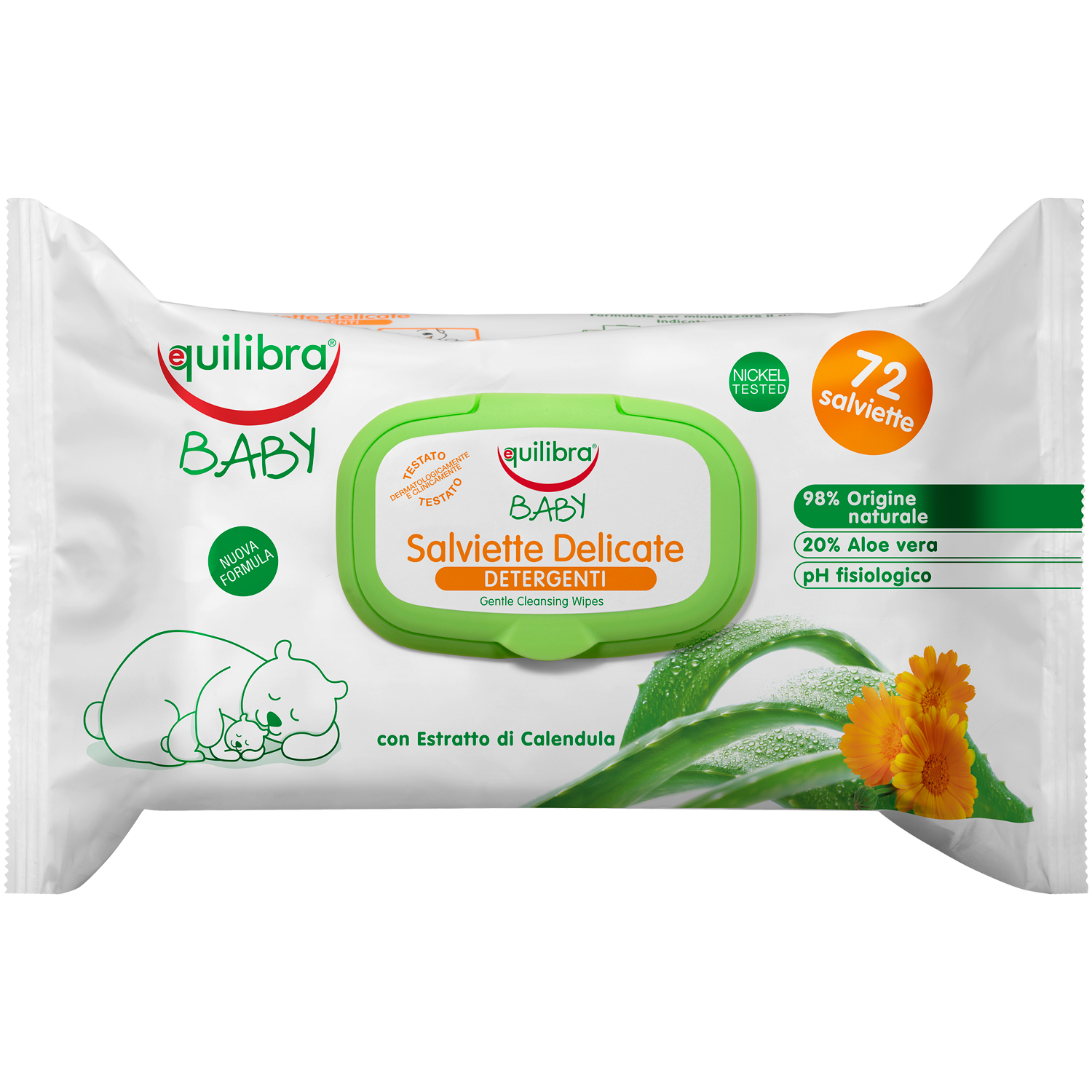 Equilibra Baby delikatne chusteczki oczyszczające, 72 szt./1 opak.