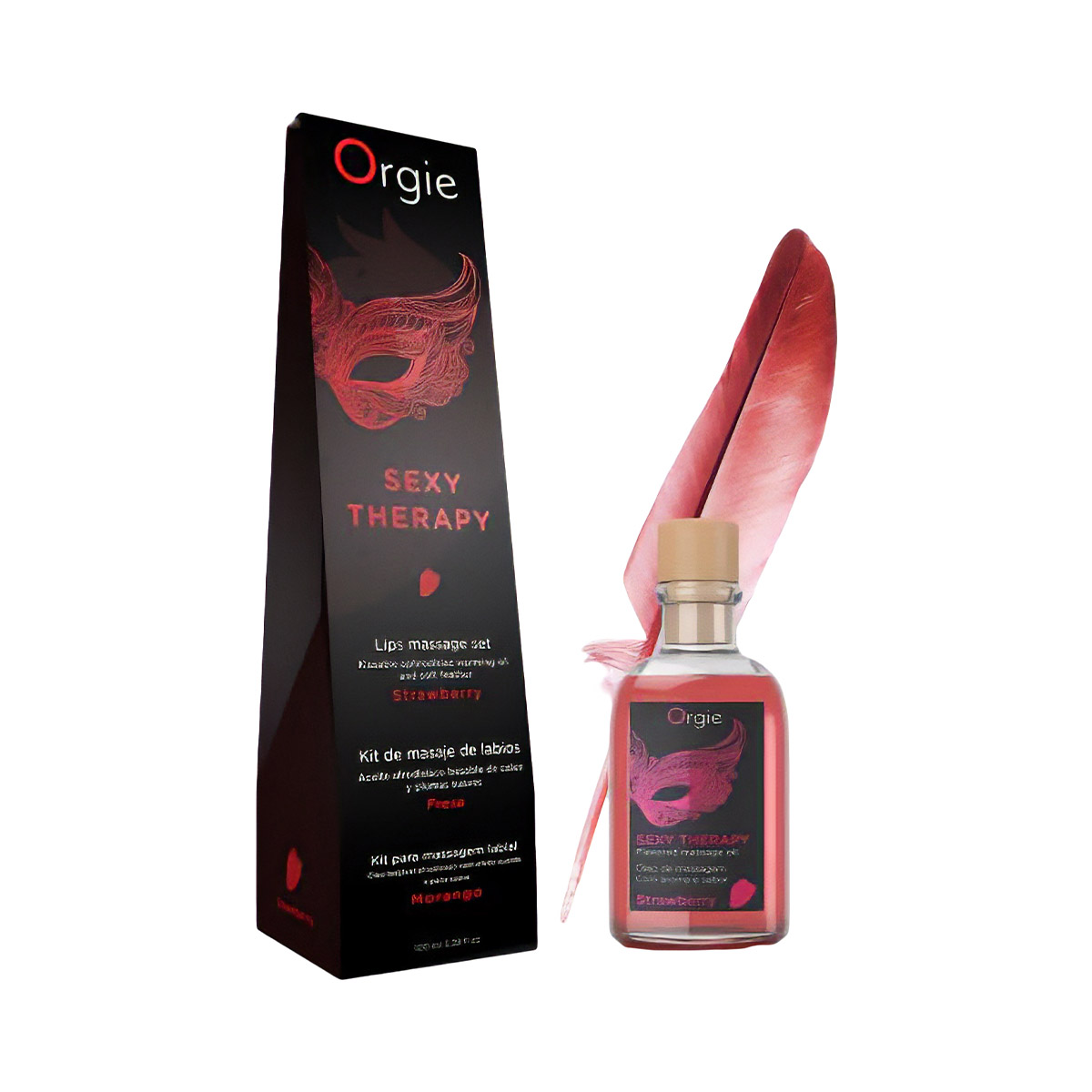 Orgie Sexy Therapy Kissable Massage Set Strawberry jadalny olejek do masażu, 100 ml