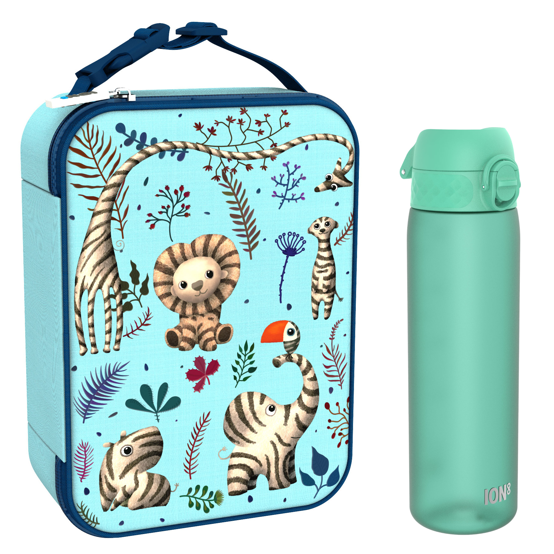 Ion8 zestaw: lunchbag Zebra Fan, 1 szt. + bidon na wodę, poj. 0,6 l, 1 szt.