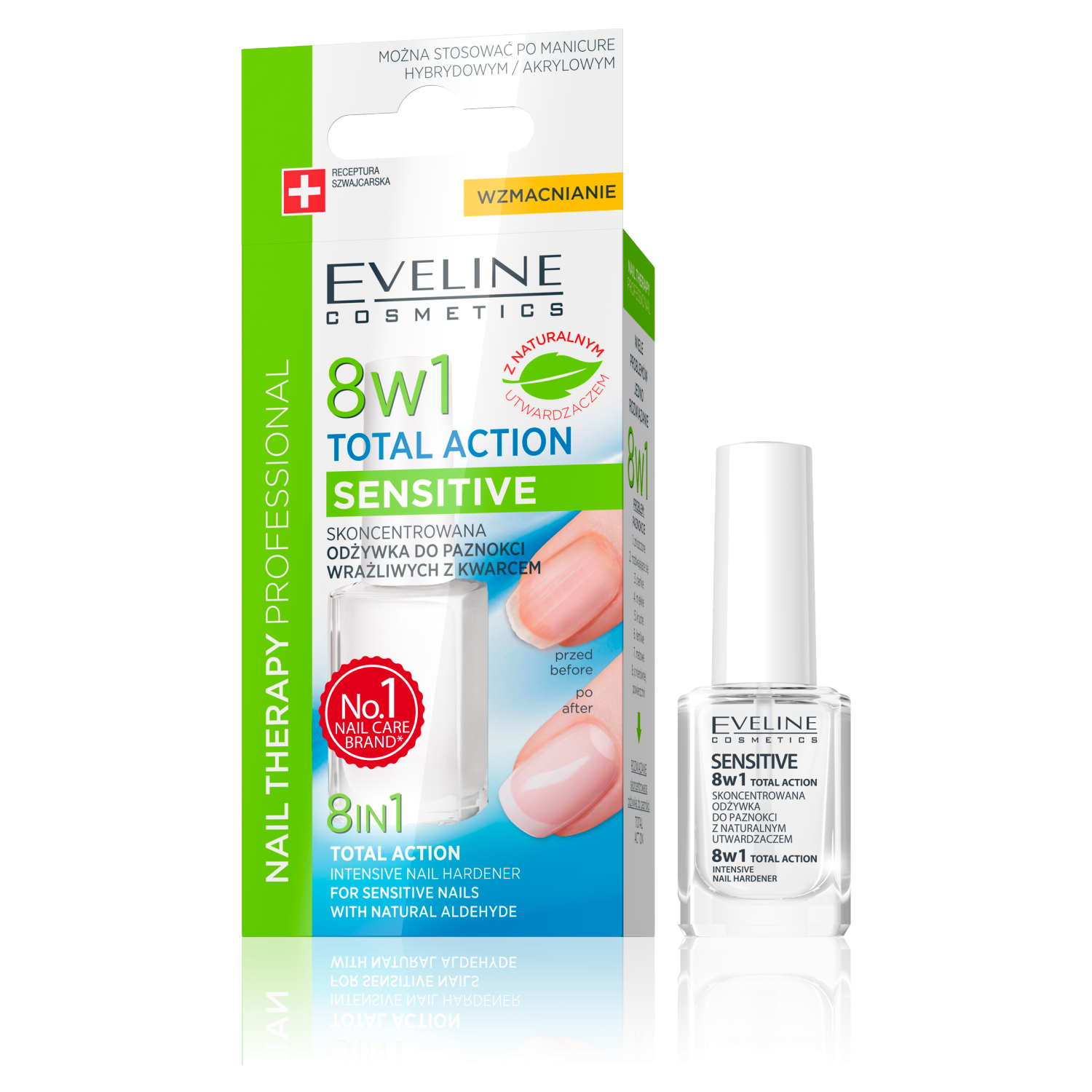 Eveline Cosmetics Nail Therapy Professional Total Action Sensitive odżywka do paznokci 8w1, 12 ml