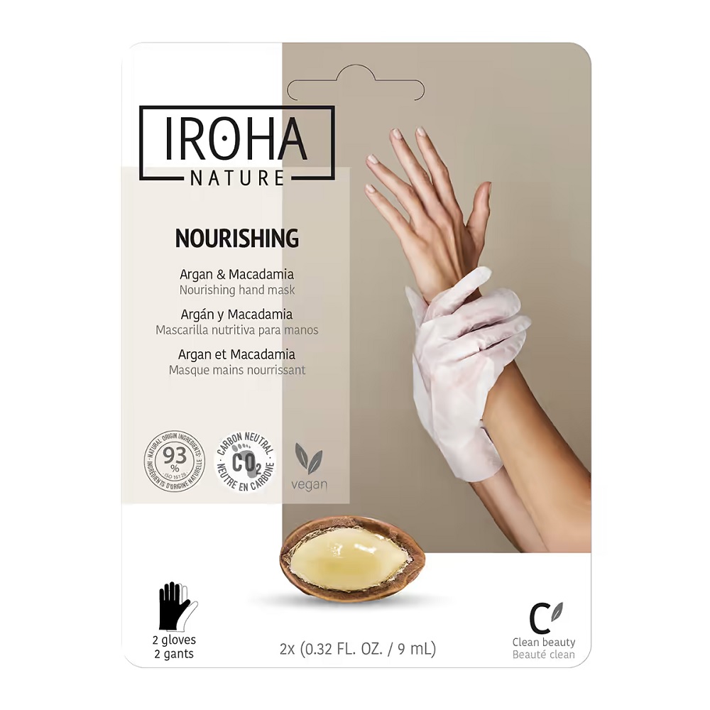 Iroha Nature Nourishing odżywcza maska do rąk w formie rękawic Argan & Macadamia, 2x9 ml/1 opak.