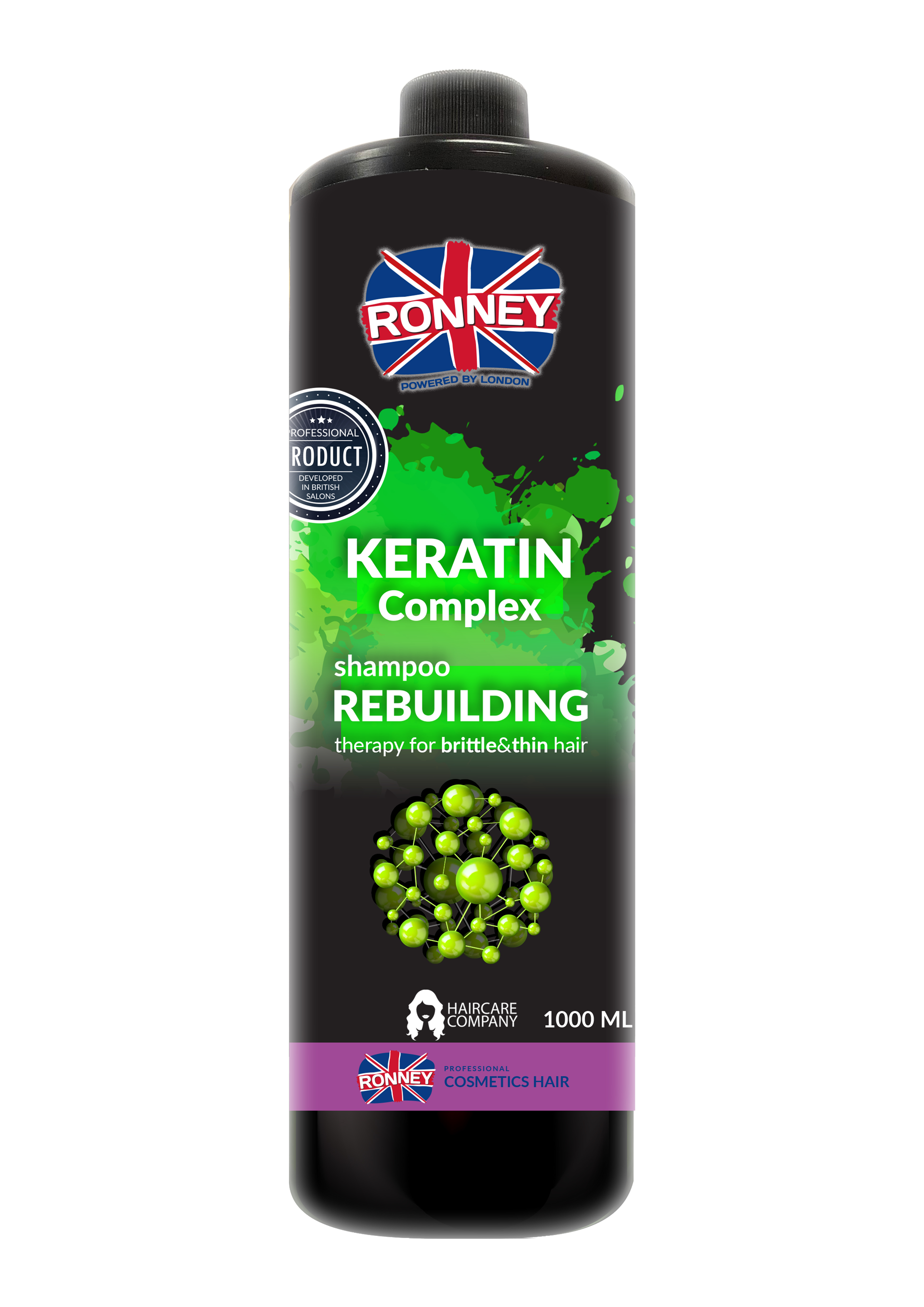 RONNEY Keratin Complex odbudowujacy szampon do włosów kruchych i cienkich, 1000 ml