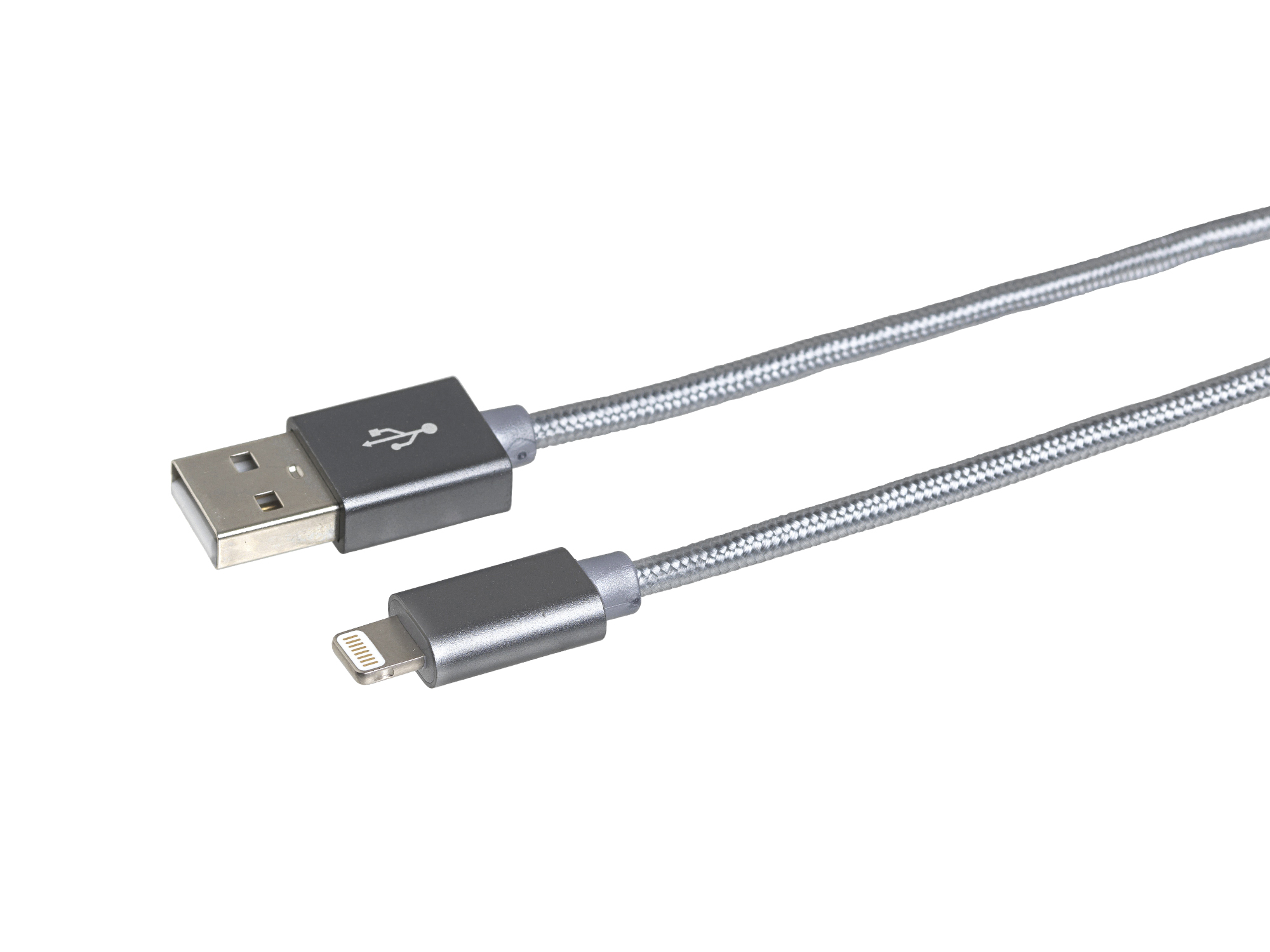 eStuff nylon Lightning Cable 2m Grey - Kabel Lightning
