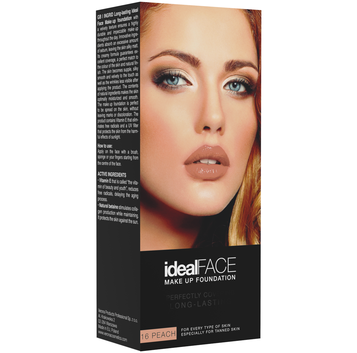 Ingrid Ideal Face podkład w płynie do twarzy peach 16, 30 ml